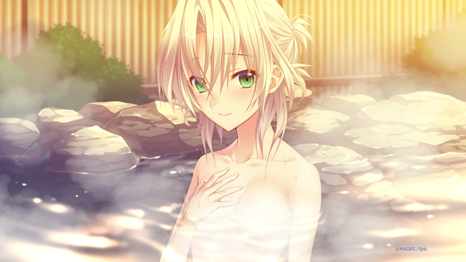 5pb. bathing breast_hold censored game_cg mages. memories_off_-innocent_file- naked onsen tagme wet