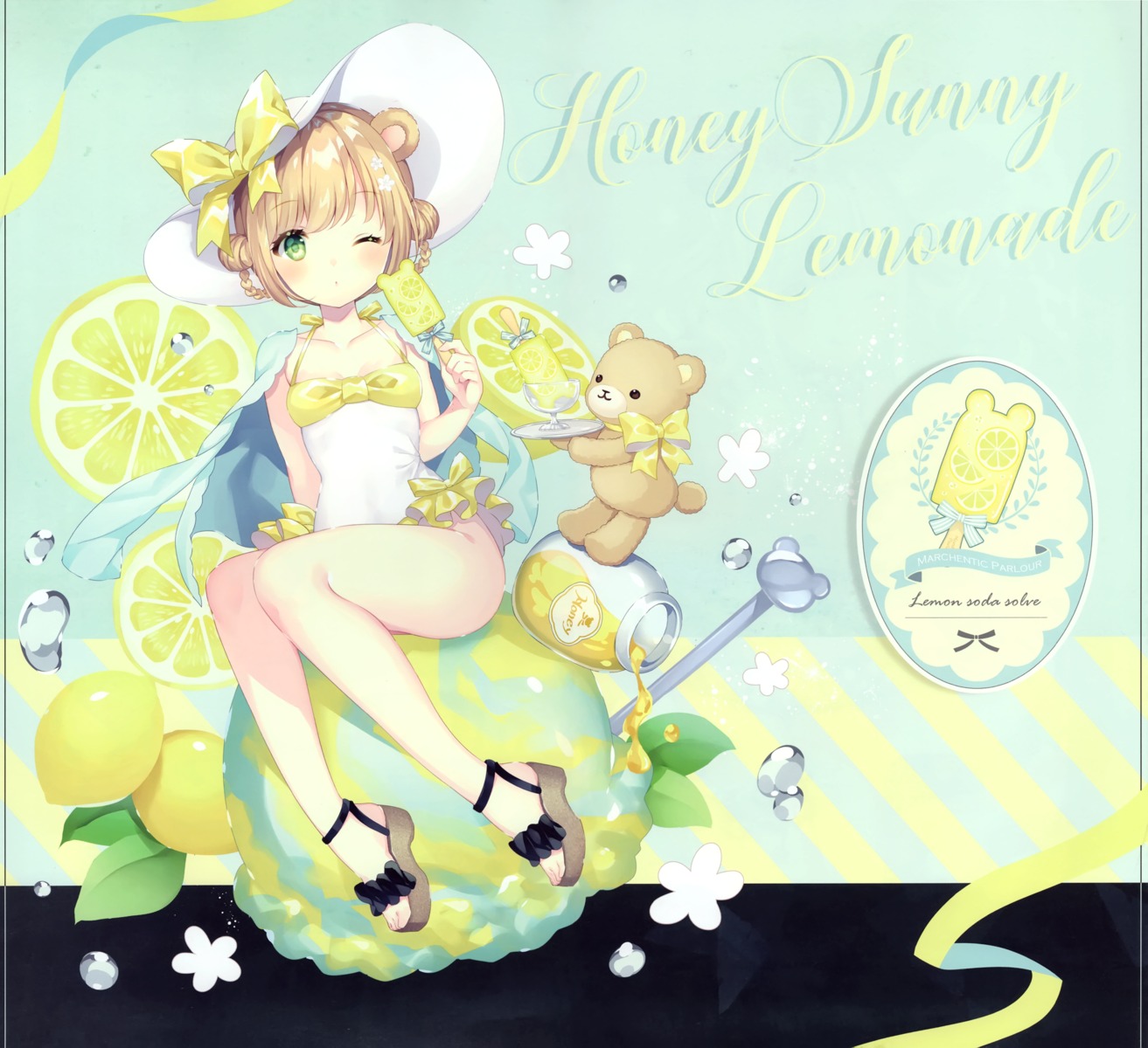 animal_ears cleavage heels swimsuits w.label wasabi_(sekai)