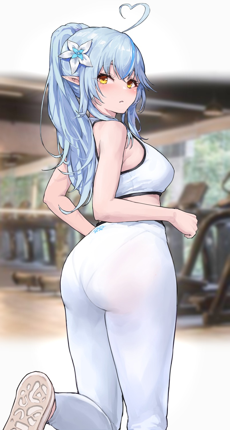 ass bra elf gym_uniform hololive namake_(nmk44300) pantsu pointy_ears yukihana_lamy