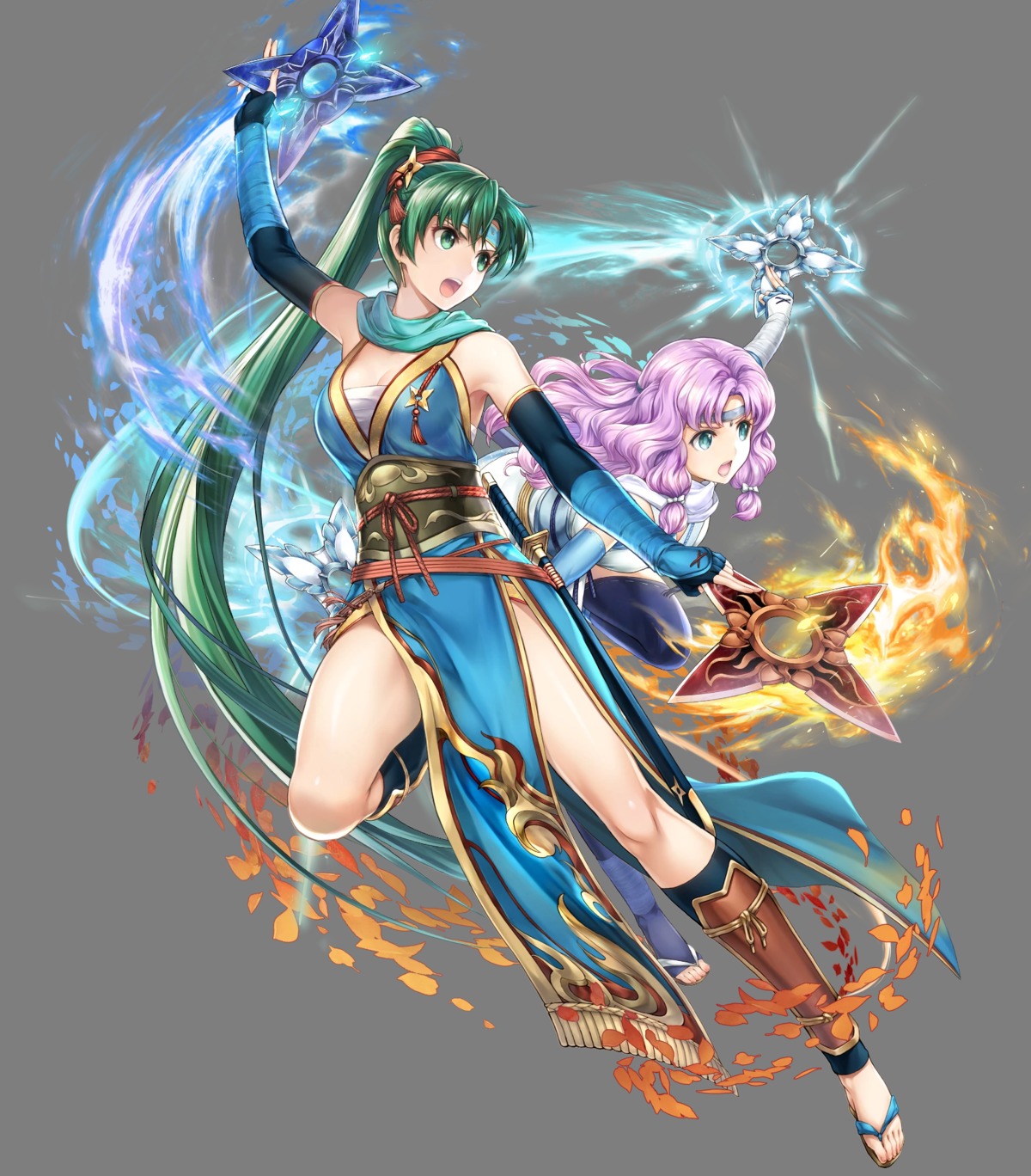 asian_clothes cleavage duplicate fire_emblem fire_emblem:_rekka_no_ken fire_emblem_heroes florina lyndis_(fire_emblem) ninja nintendo sarashi sword thighhighs weapon yamada_koutarou