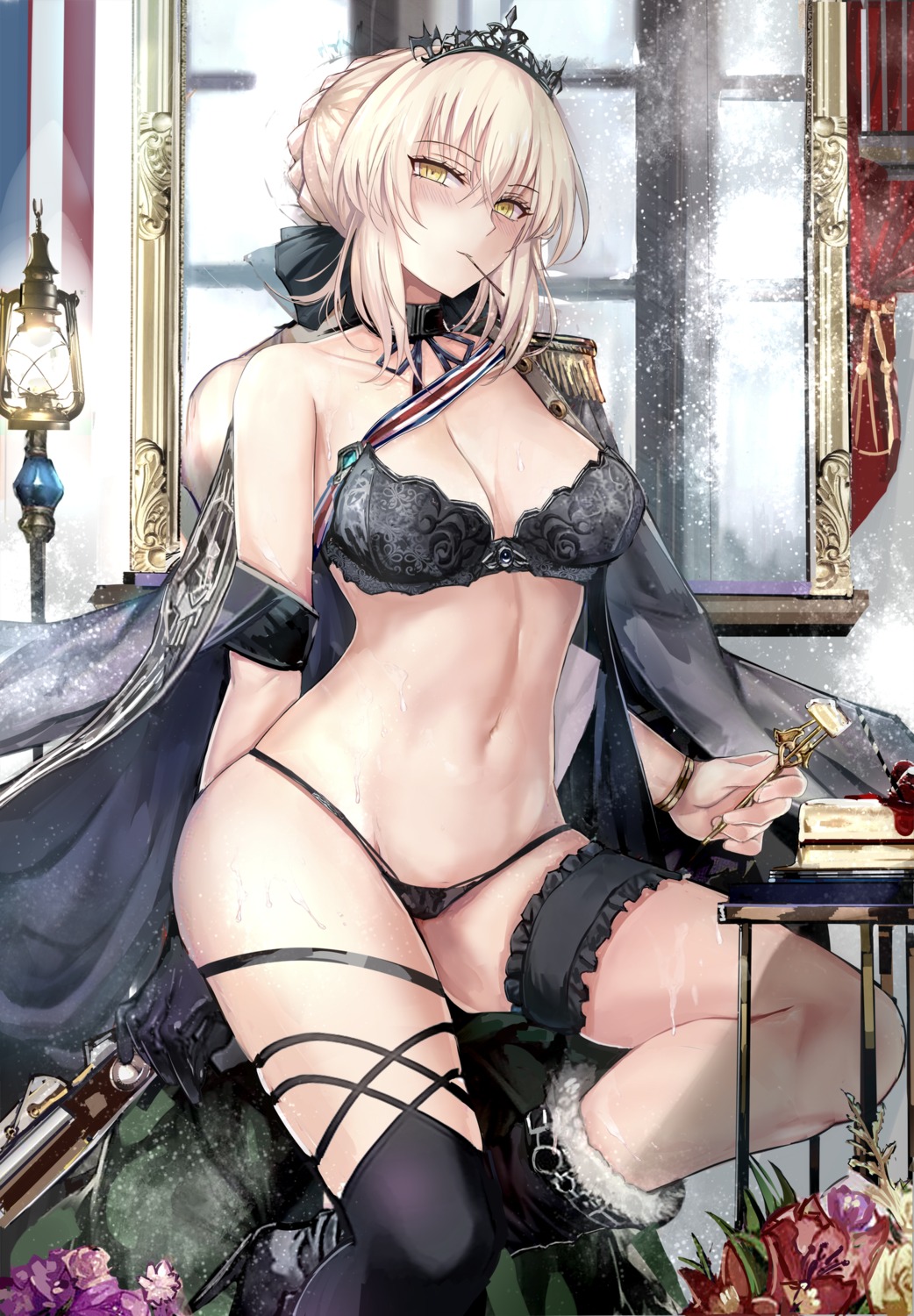 bra cleavage fate/grand_order garter heels misako pantsu saber saber_alter