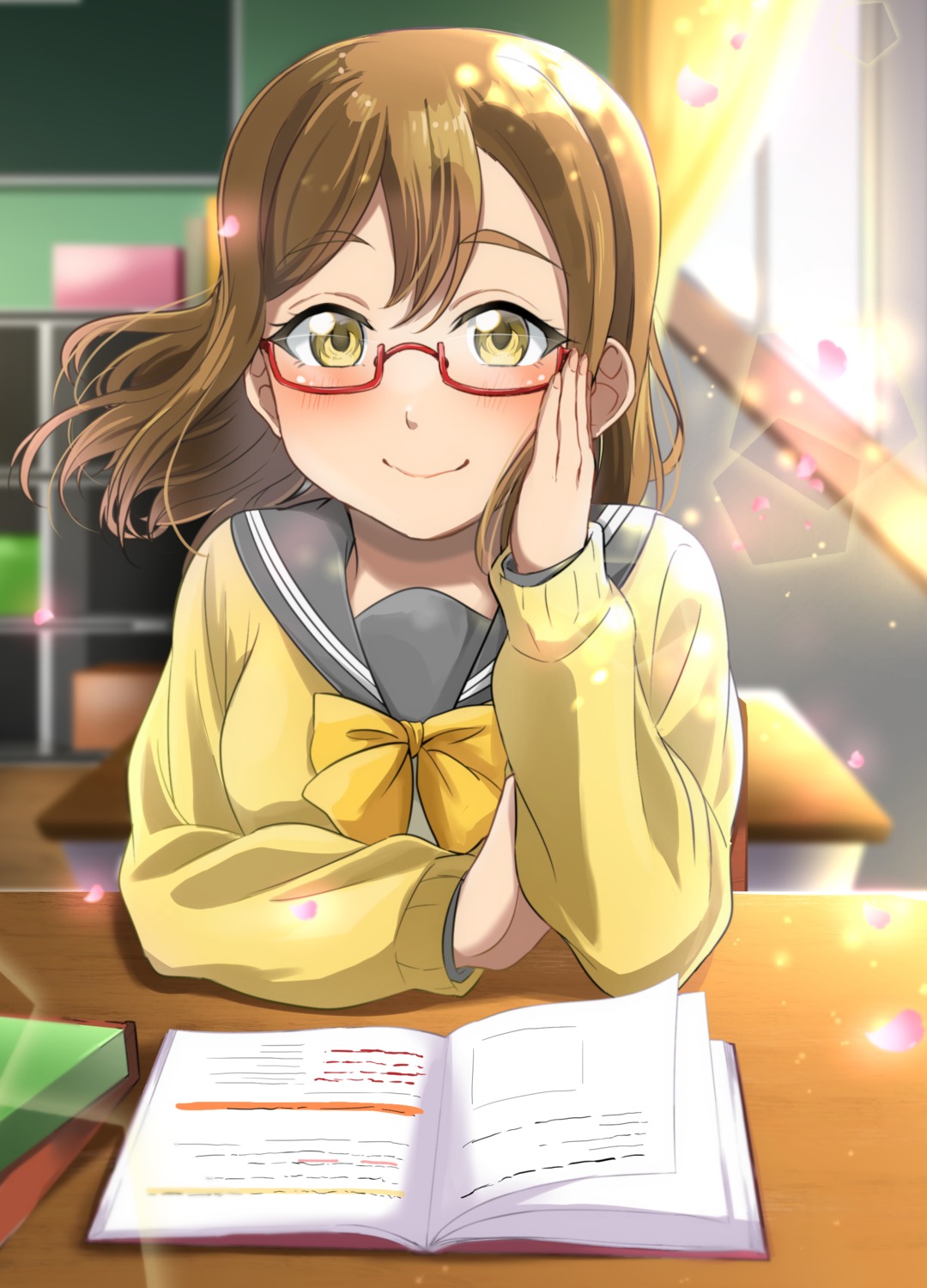 kunikida_hanamaru love_live!_sunshine!! megane seifuku sweater vorupi