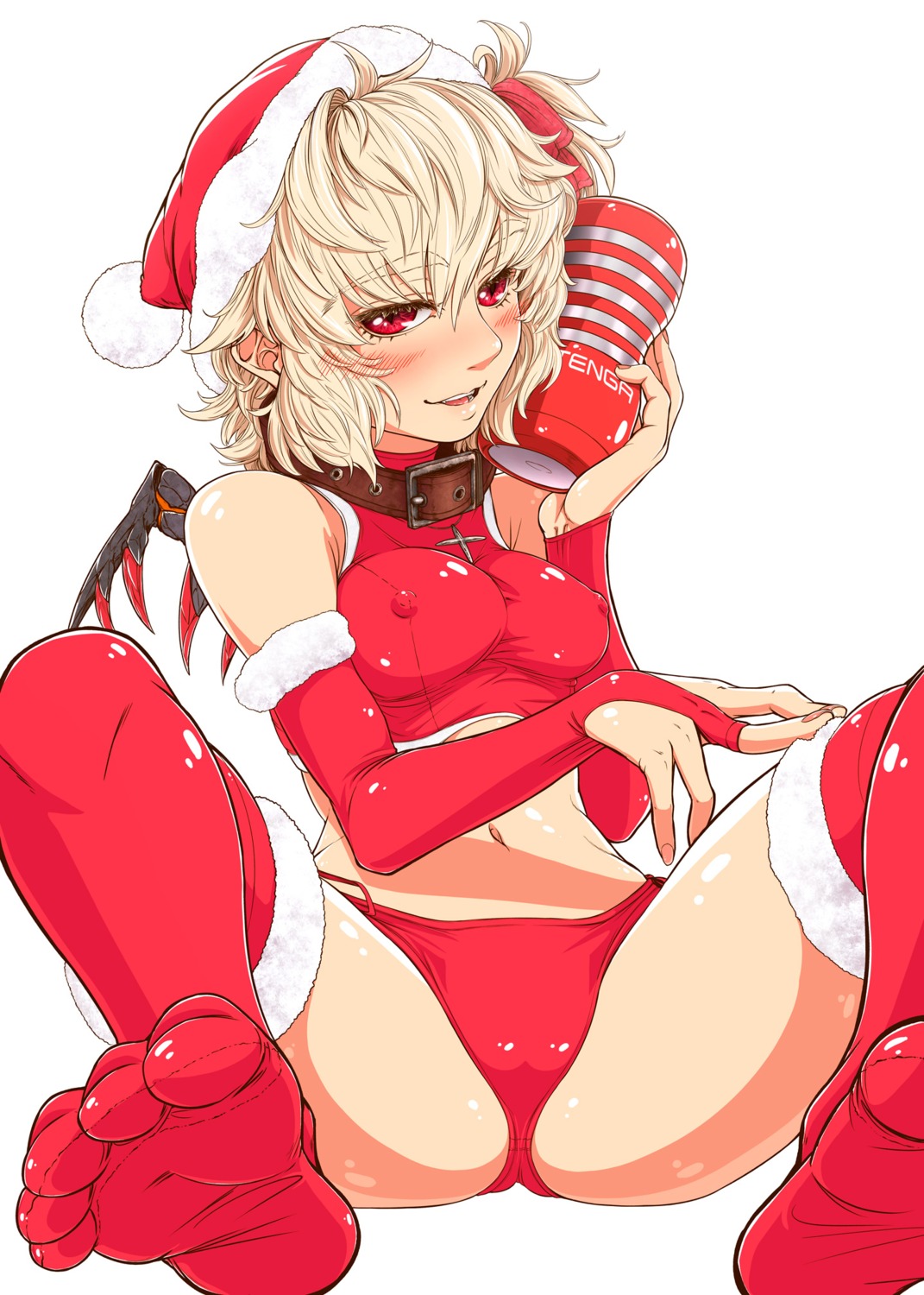 christmas erect_nipples feet flandre_scarlet imizu_(nitro_unknown) pantsu thighhighs touhou