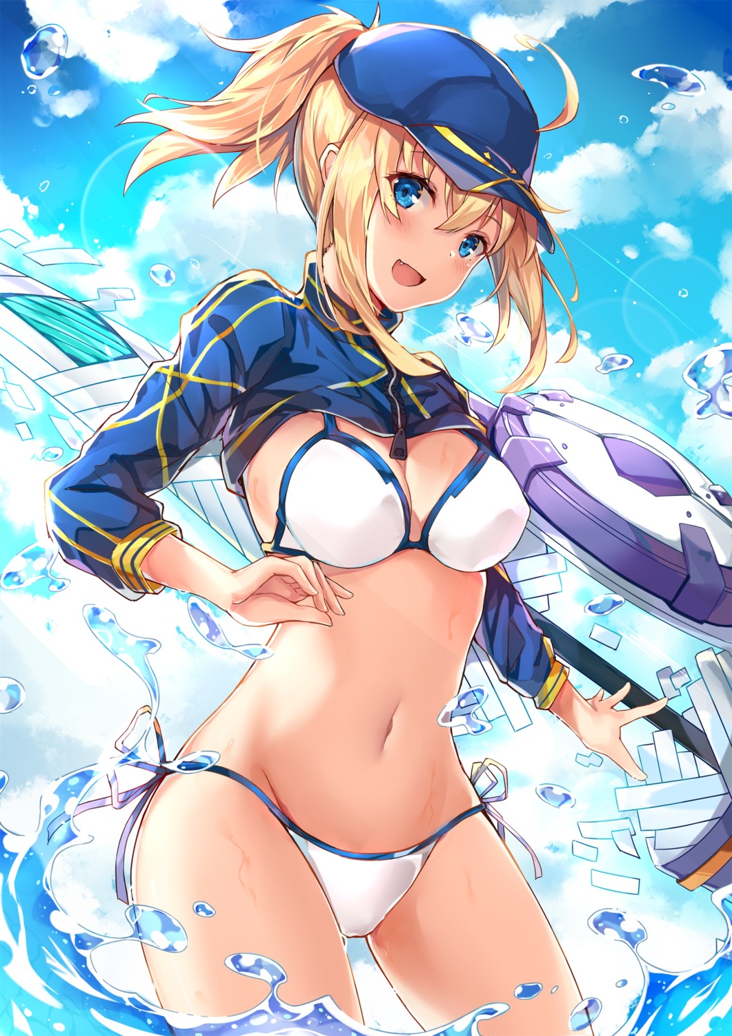 bikini cleavage fate/grand_order heroine_xx swimsuits usagi_an weapon wet