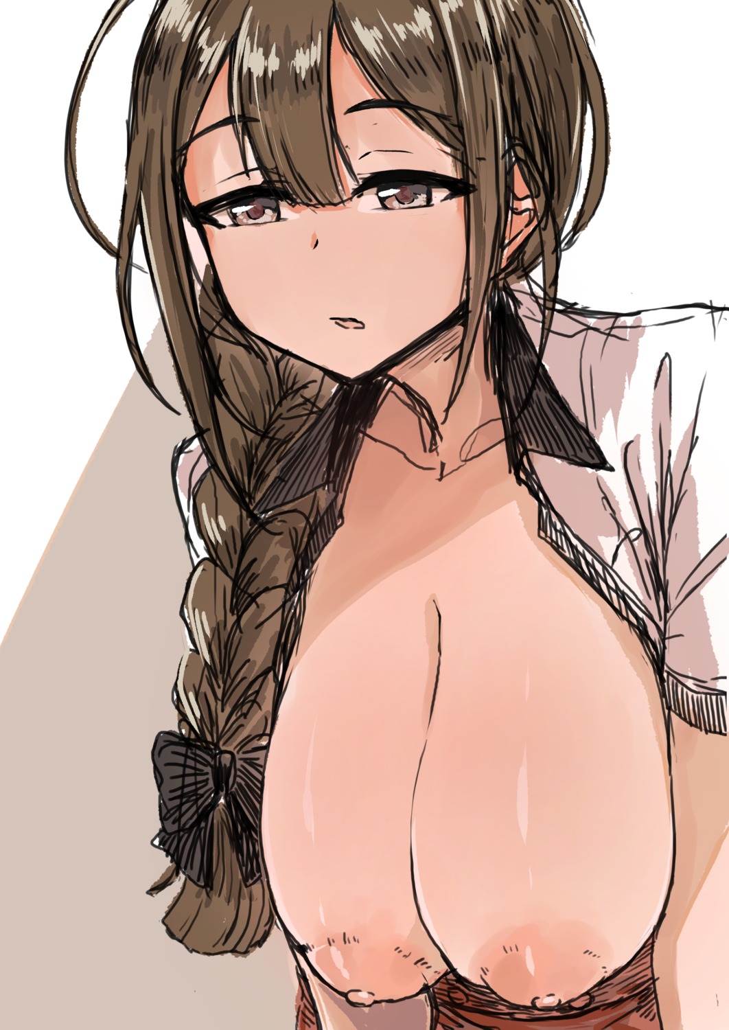 breasts kuwayama_chiyuki nipples no_bra open_shirt sketch the_idolm@ster the_idolm@ster_shiny_colors ushimochi