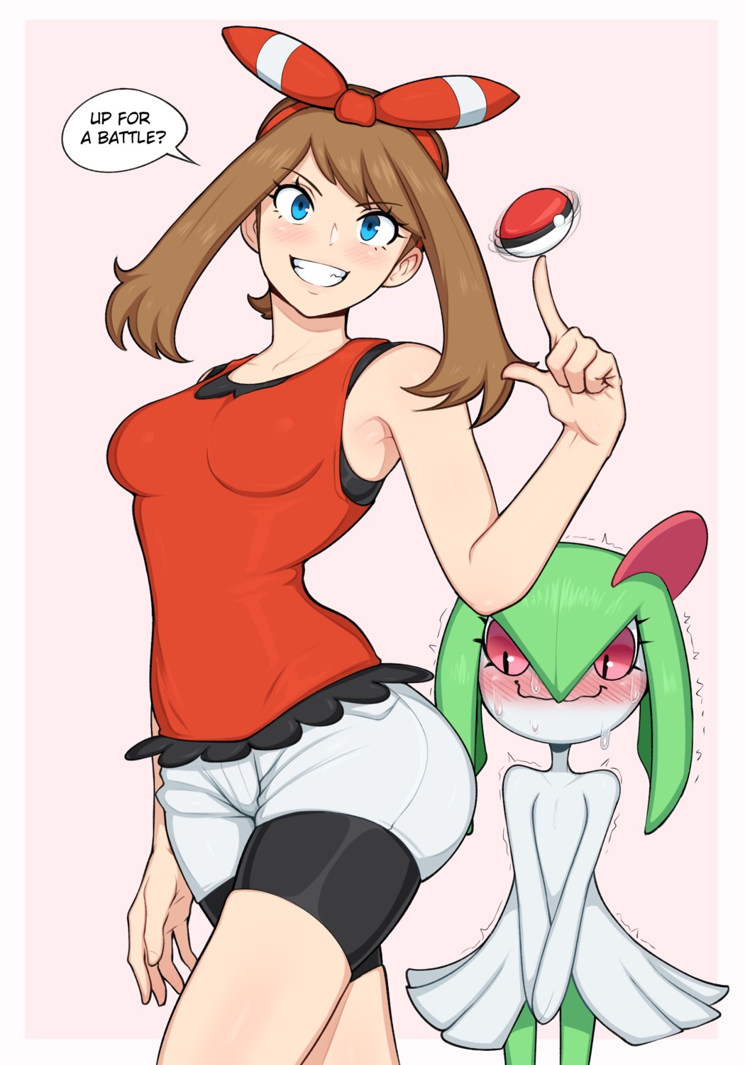 afrobull bike_shorts haruka_(pokemon) kirlia pokemon pokemon_oras pokemon_rse