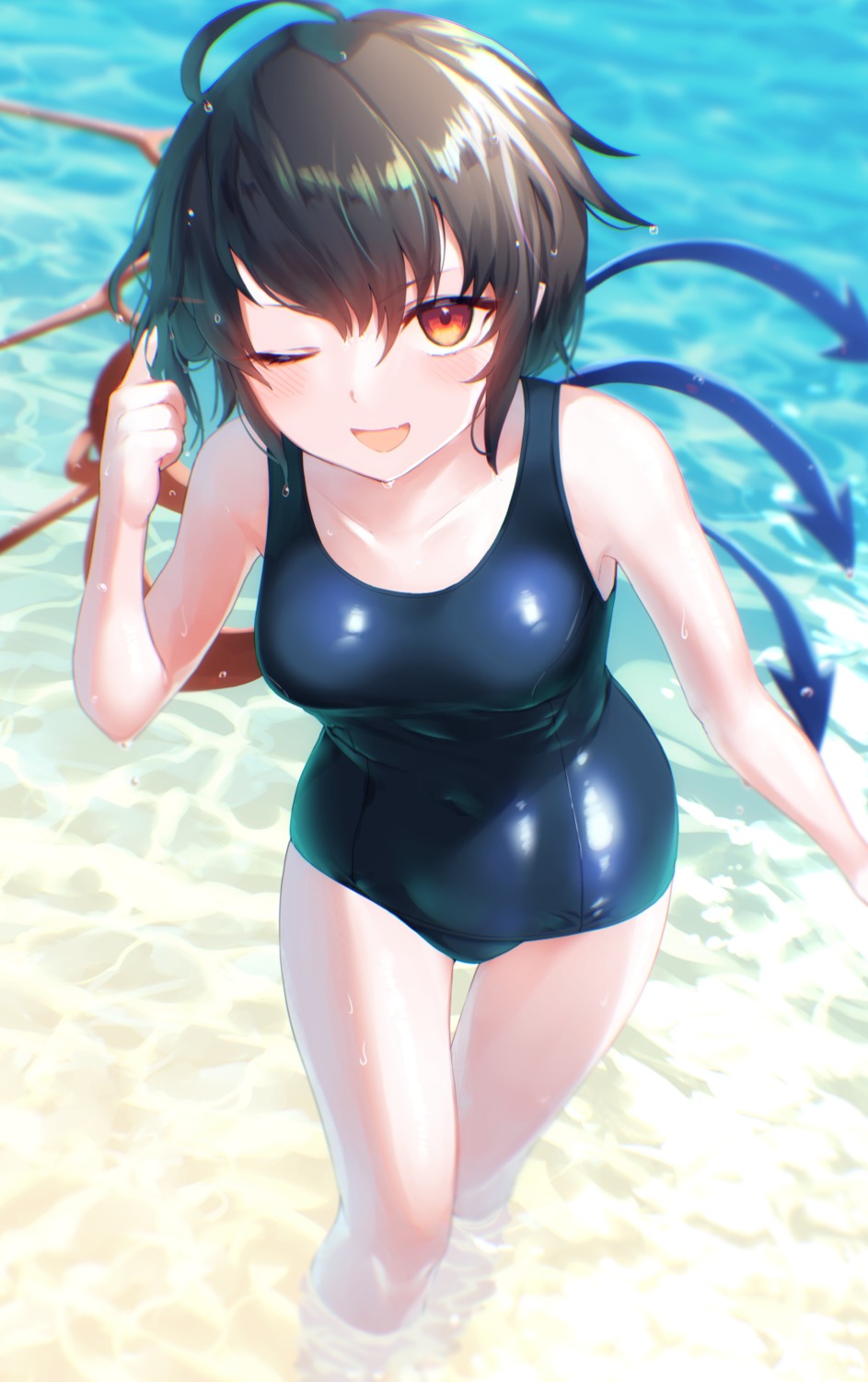 houjuu_nue kisamu_(ksmz) school_swimsuit swimsuits touhou wet wings