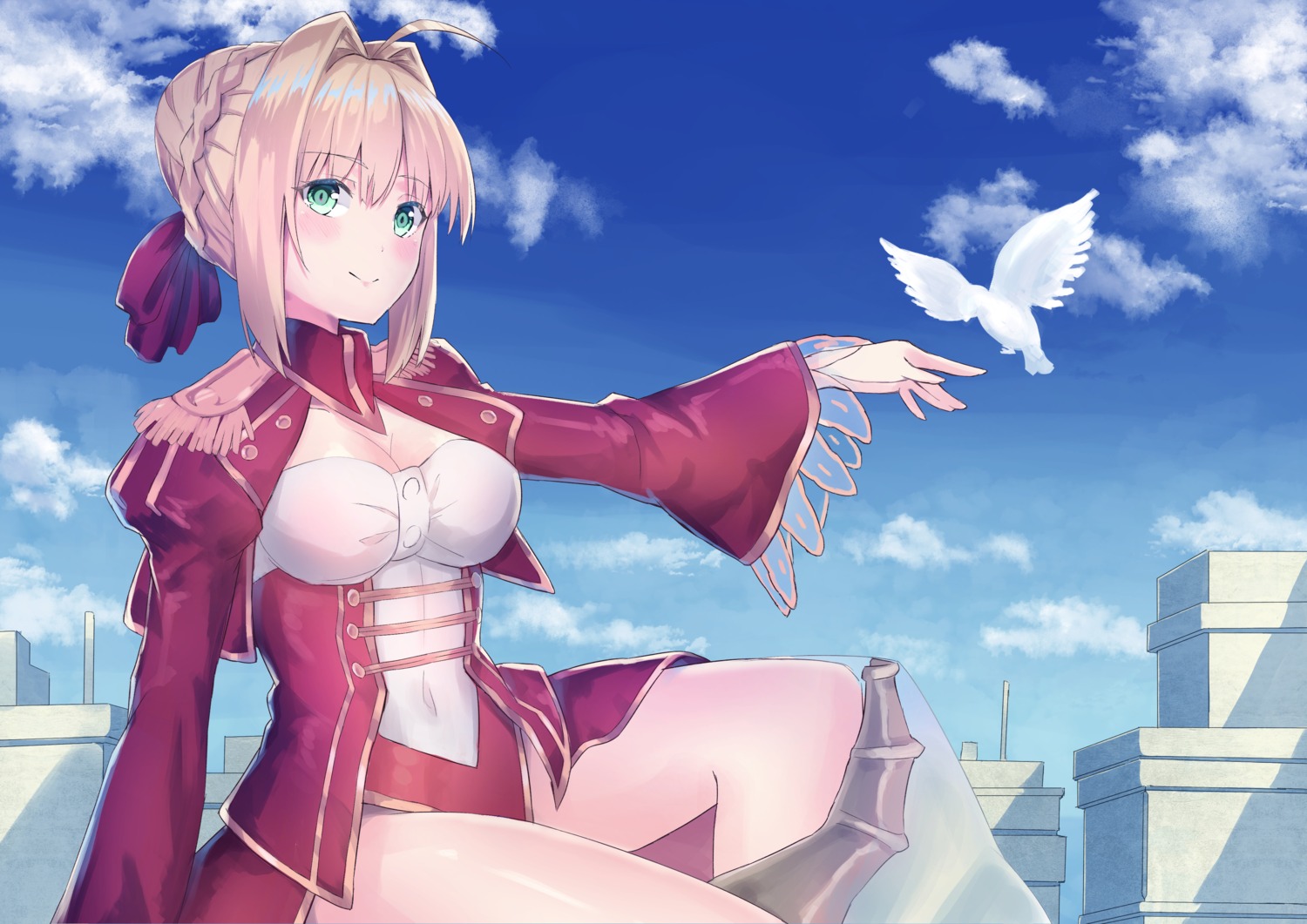 armor cleavage fate/extra fate/extra_last_encore fate/grand_order fate/stay_night muragaki_(sgxx4878) saber_extra see_through