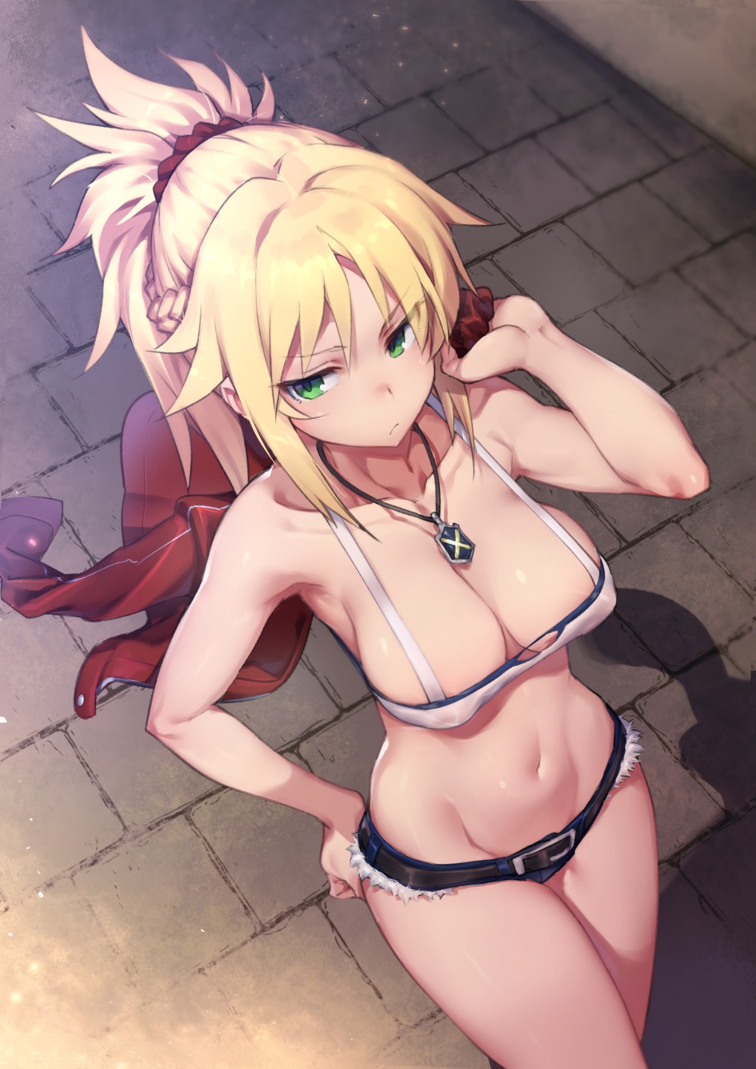 bra erect_nipples fate/apocrypha fate/grand_order fate/stay_night mordred_(fate) torn_clothes try