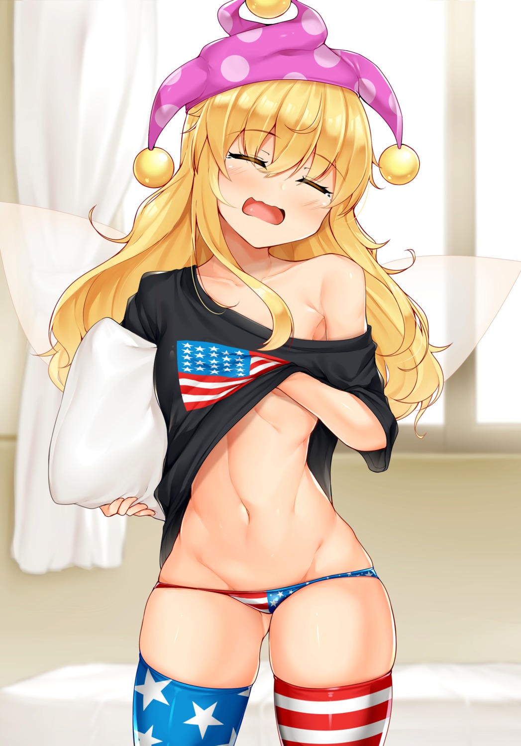 clownpiece loli no_bra pantsu shirt_lift thighhighs tokoya_(ex-hetare) touhou