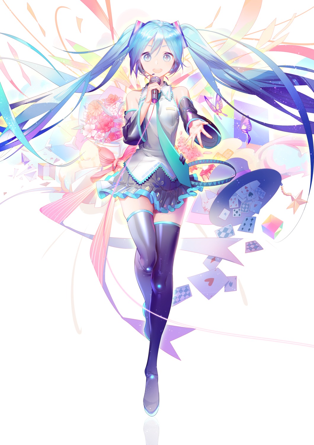 hatsune_miku headphones thighhighs vocaloid yyb