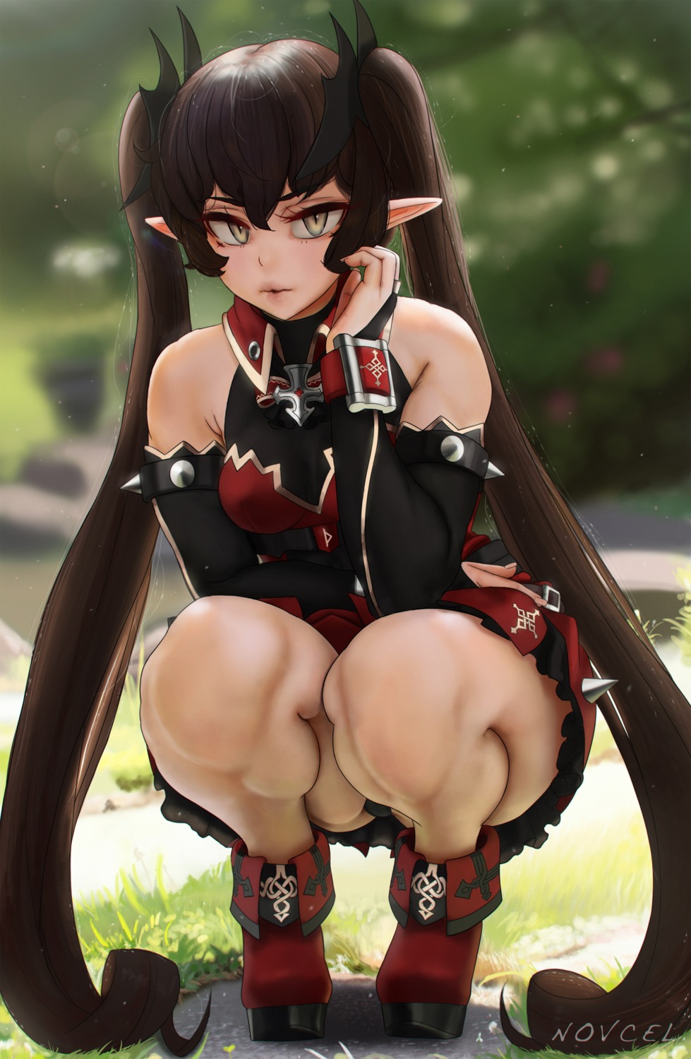 devil dress novcel pantsu pointy_ears skirt_lift