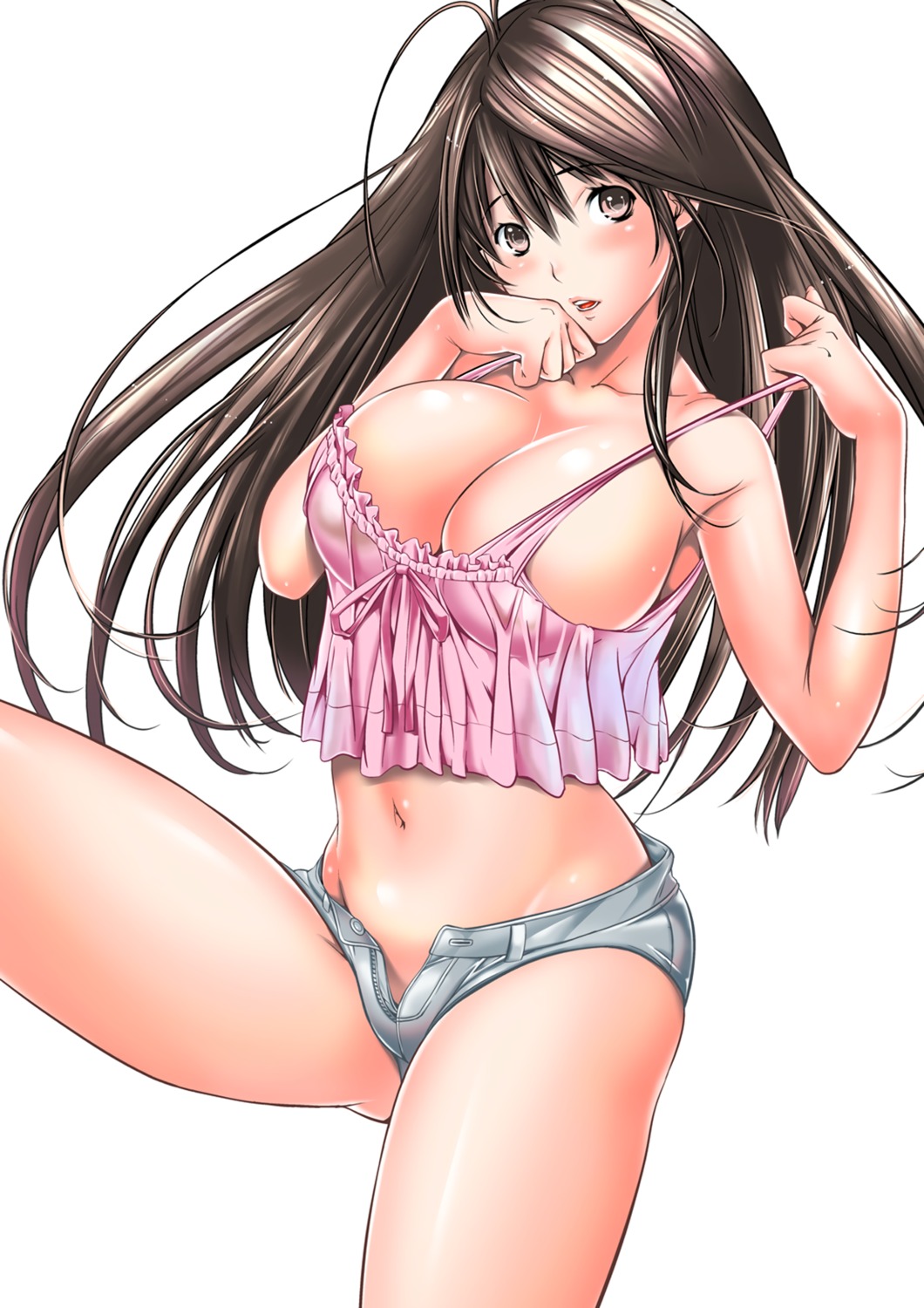 cleavage erect_nipples no_bra nopan shigaoka_touki