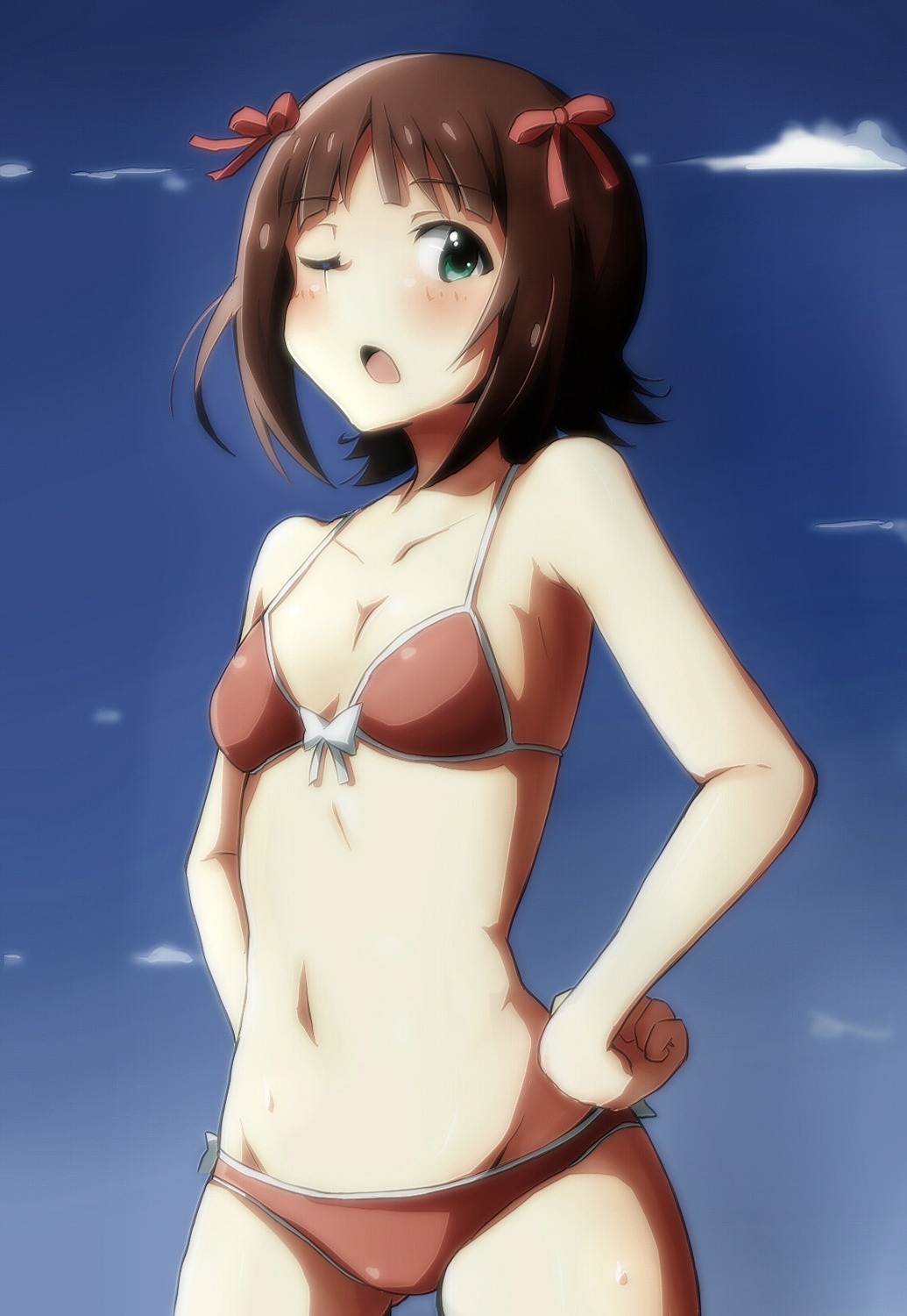 aliasing amami_haruka bikini rariemonn swimsuits the_idolm@ster