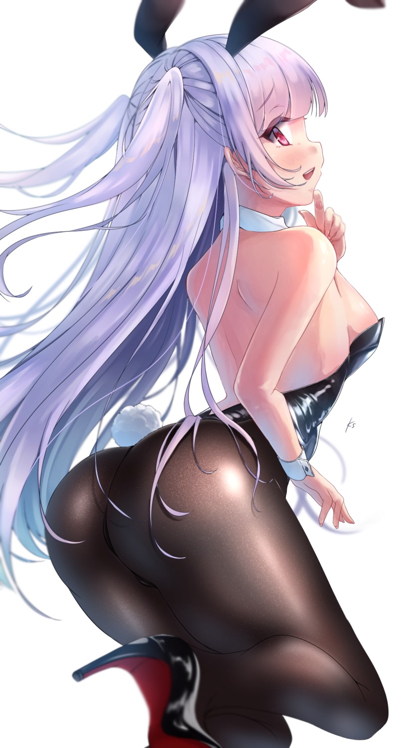 ajax_(azur_lane) animal_ears ass azur_lane bunny_ears bunny_girl heels no_bra pantyhose poco. tail