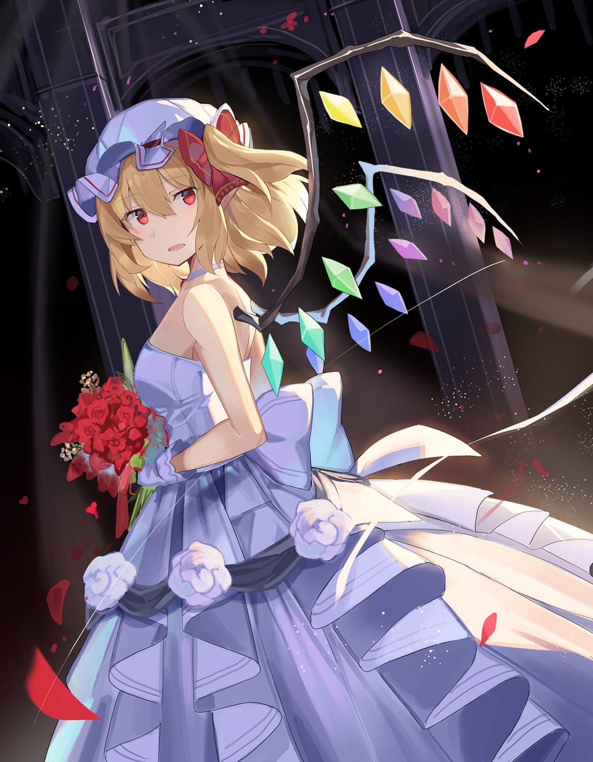 dress flandre_scarlet rin_falcon touhou wedding_dress wings