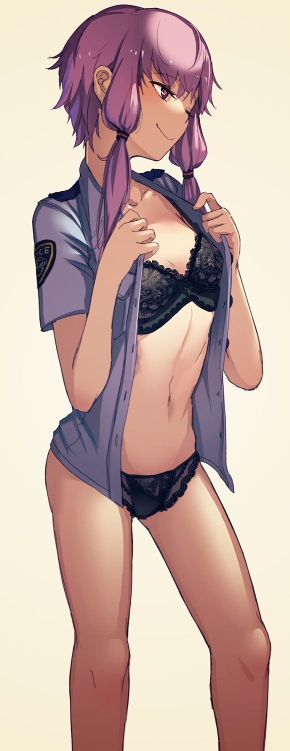 at2. bra cleavage open_shirt pantsu police_uniform vocaloid yuzuki_yukari