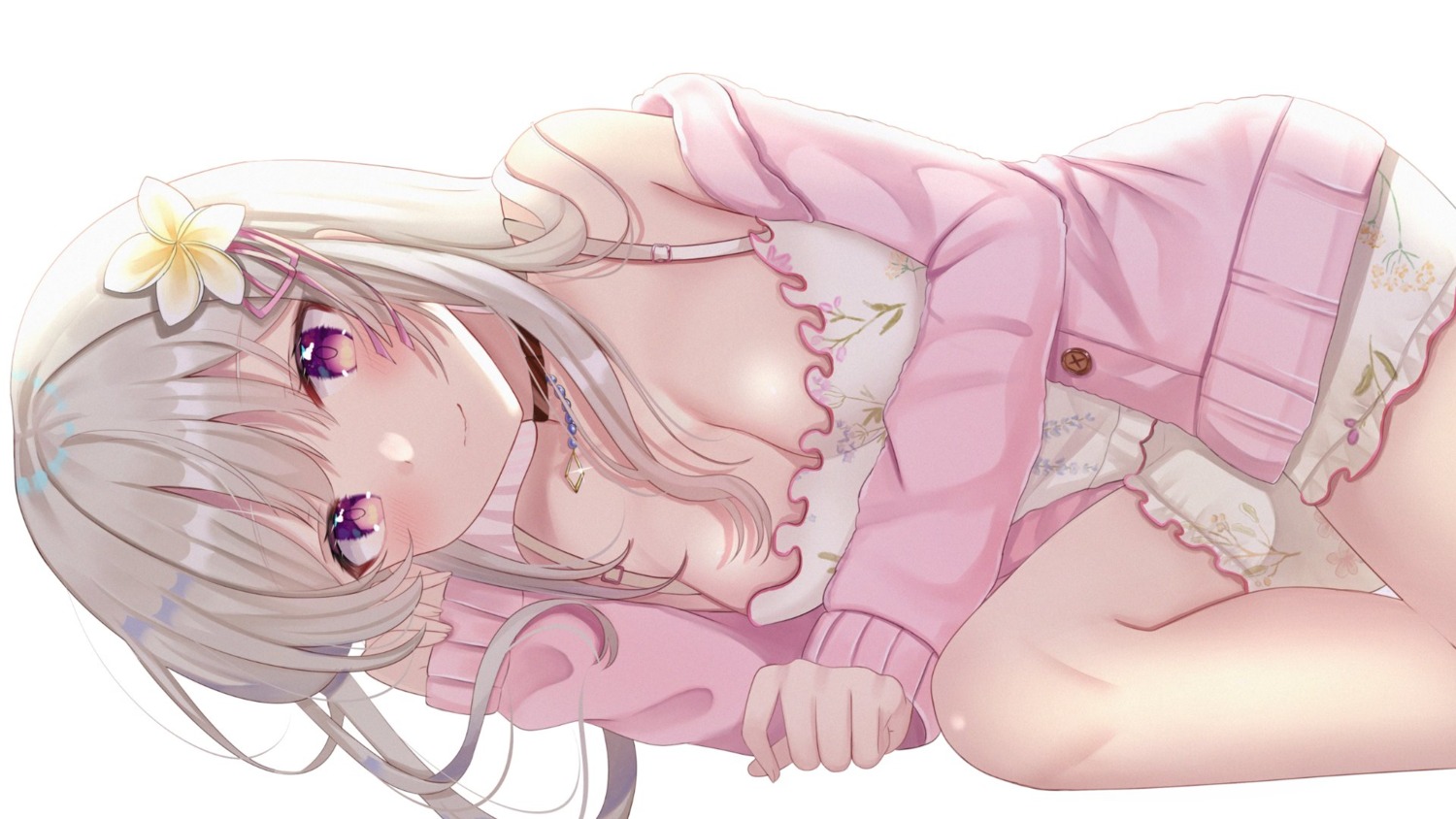 cleavage hanakumo_rin niboshi_(nibosisuzu) no_bra propro_production sweater wallpaper