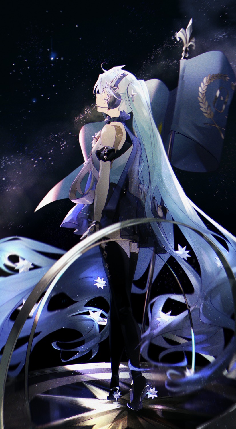 hatsune_miku headphones heels tagme thighhighs vocaloid