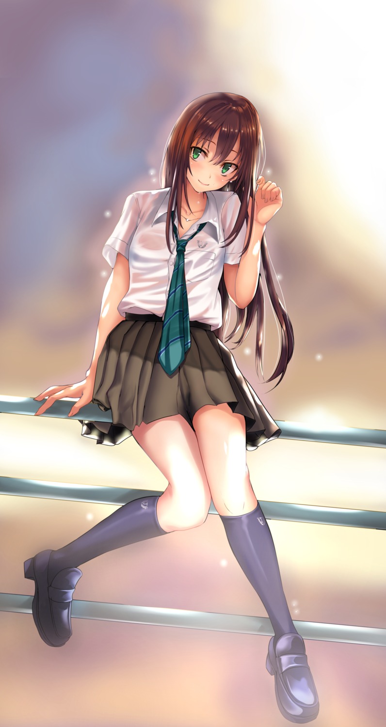 heels see_through seifuku shibuya_rin sirturner the_idolm@ster the_idolm@ster_cinderella_girls wet_clothes