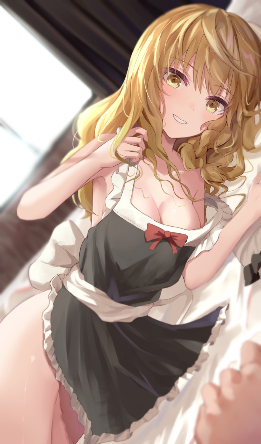 kirisame_marisa kkkk12103 naked_apron skirt_lift touhou