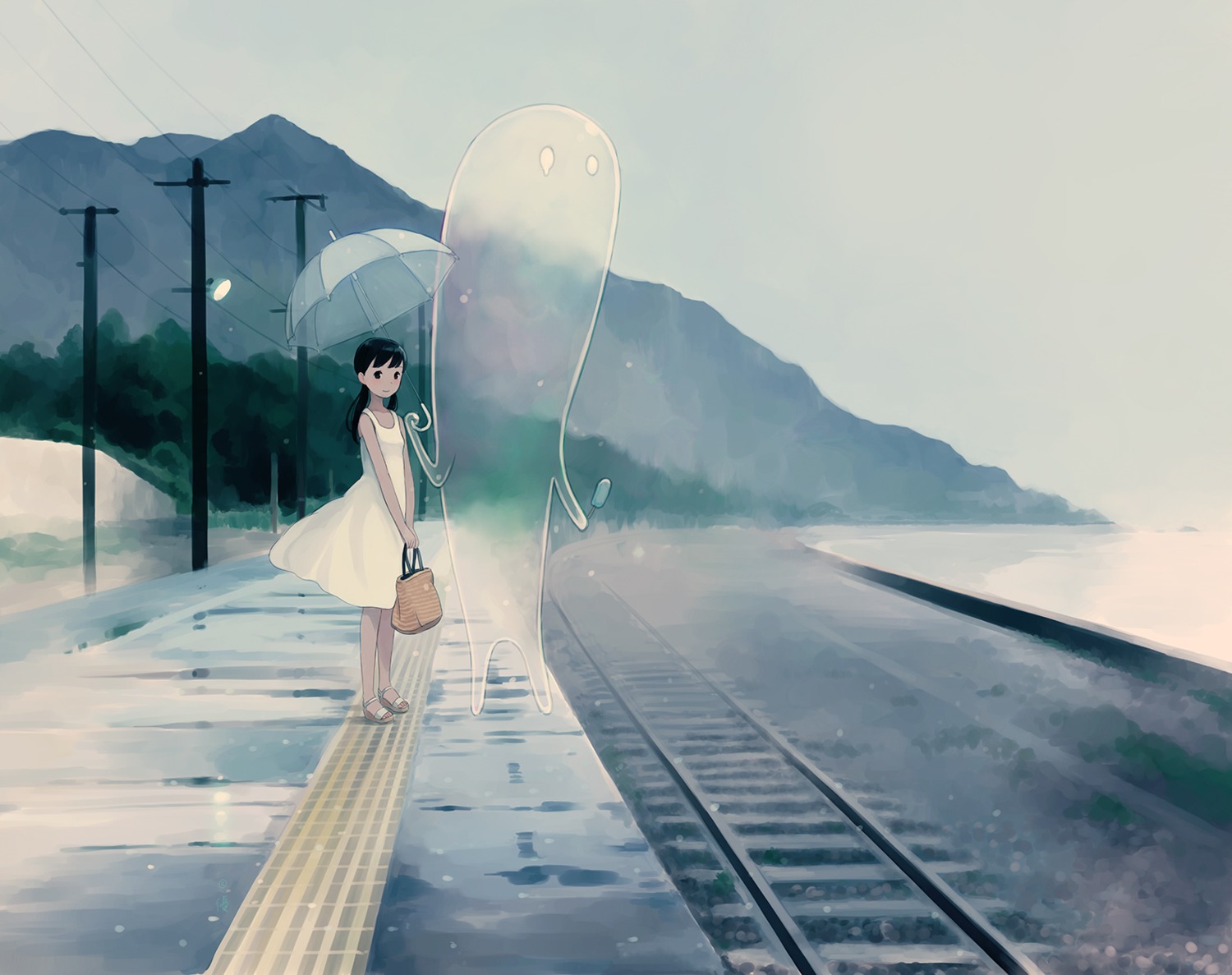 dress skirt_lift summer_dress tagme umbrella