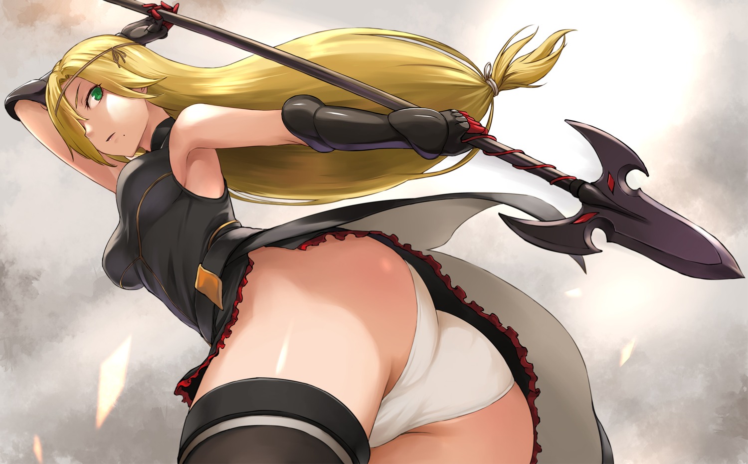 ass cameltoe dress pantsu skirt_lift tea_(nakenashi) thighhighs weapon