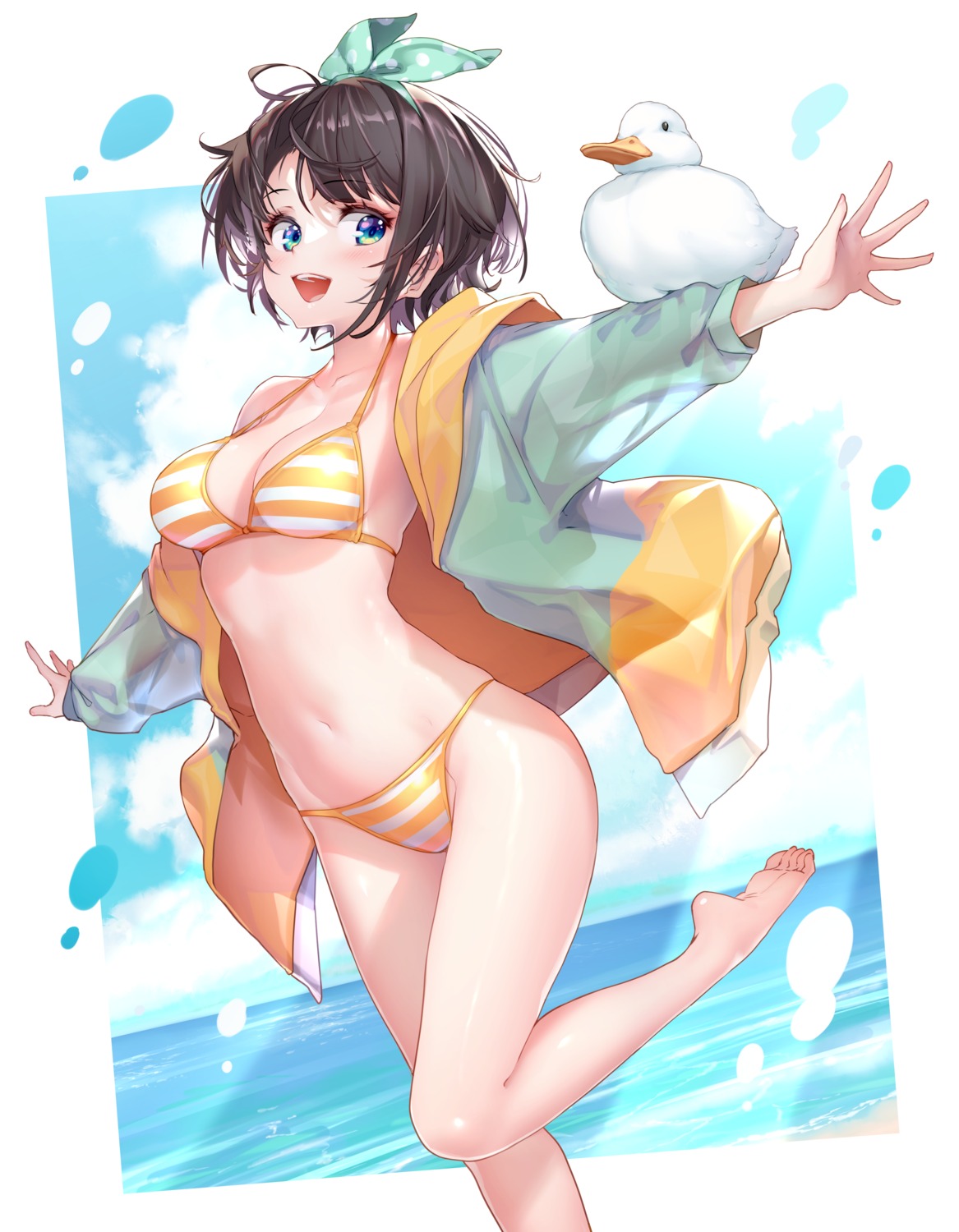 bikini hololive hong_(white_spider) oozora_subaru open_shirt swimsuits