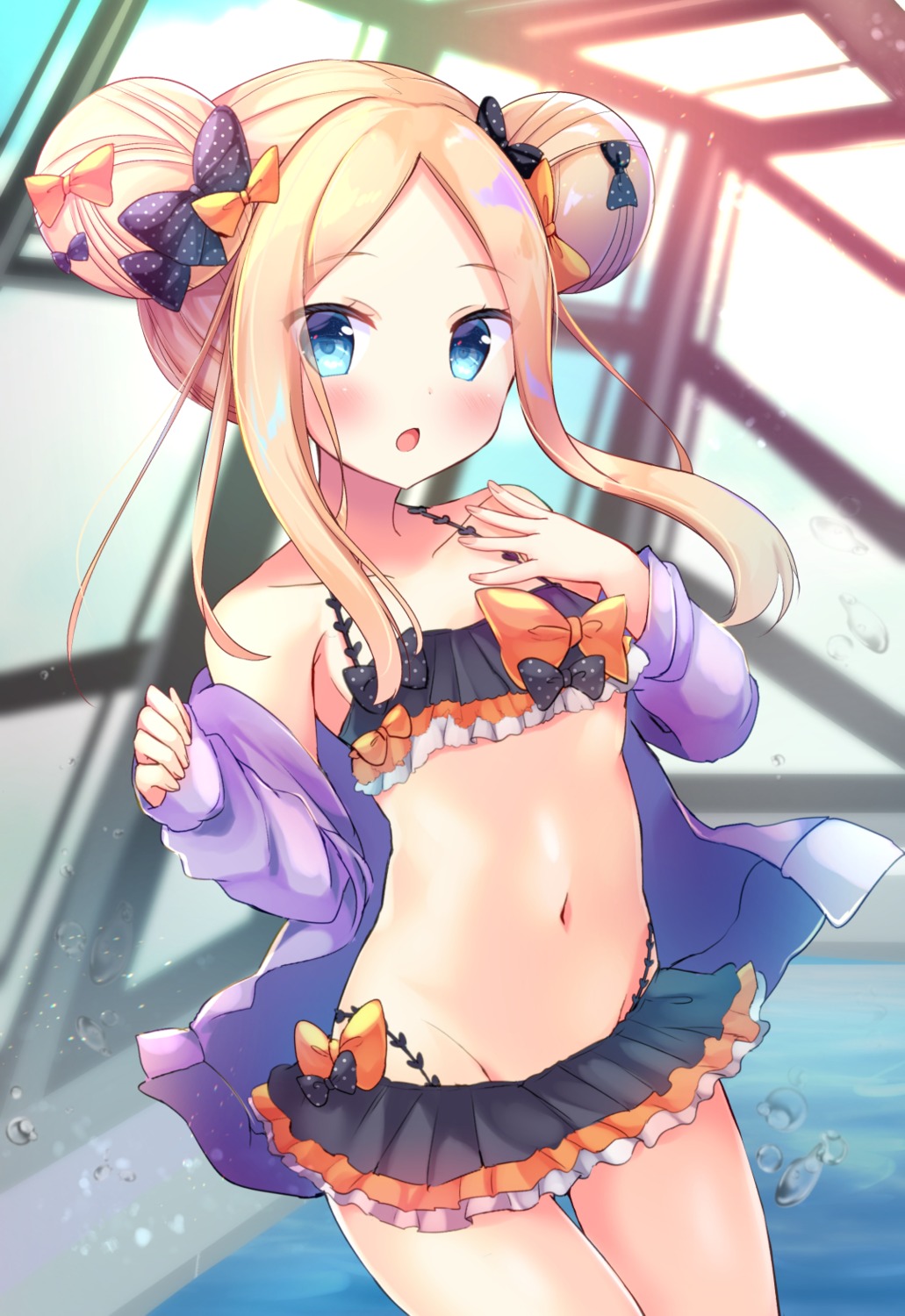 abigail_williams_(fate) bikini fate/grand_order open_shirt panty_pull swimsuits yuimisu