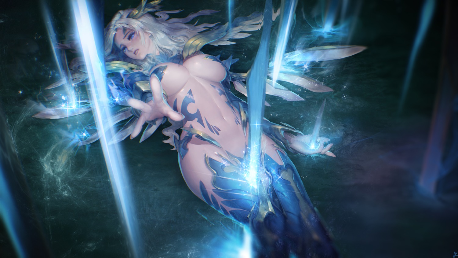 bikini_armor breasts defense_of_the_ancients horns instant_ip no_bra pasties shendelzare tattoo thighhighs wings