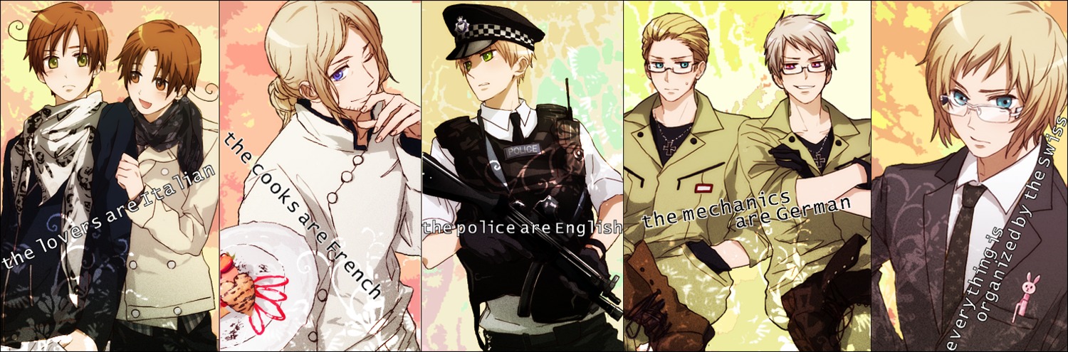 france germany hetalia_axis_powers male north_italy prussia south_italy sumi_tooru switzerland united_kingdom