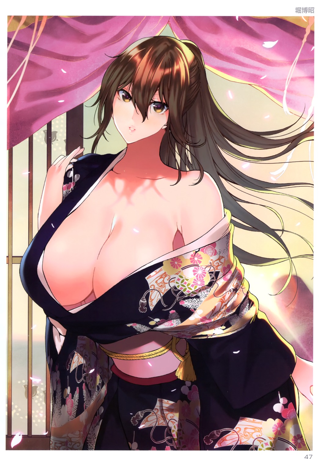 cleavage hori_hiroaki kimono no_bra toranoana undressing