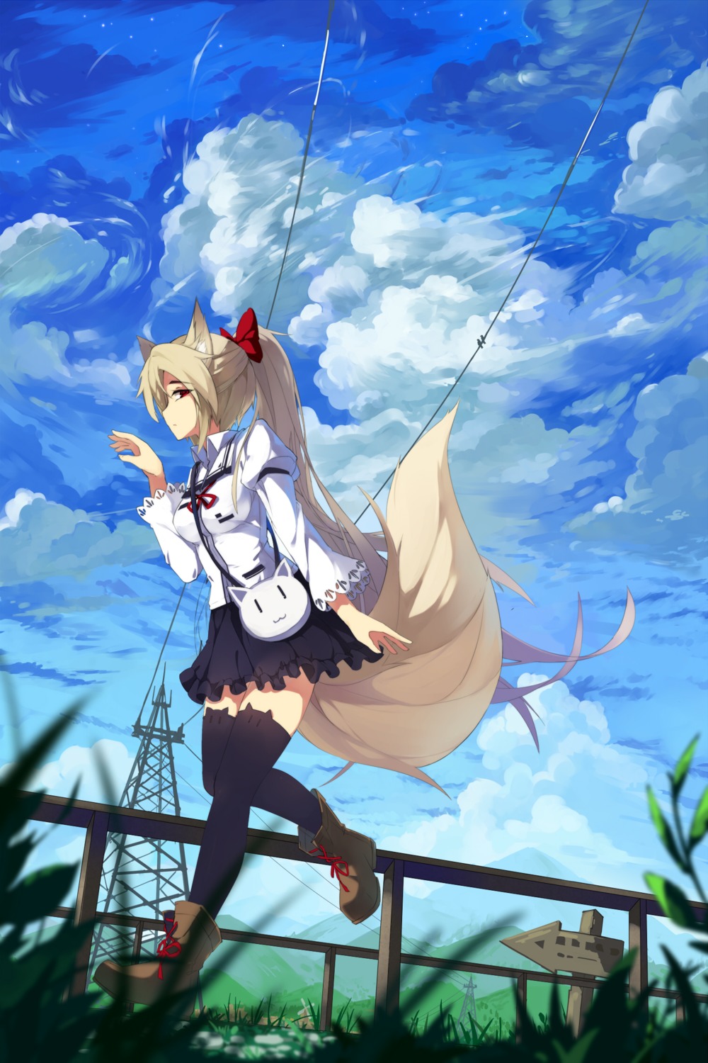 animal_ears baisi_shaonian kitsune landscape tail thighhighs