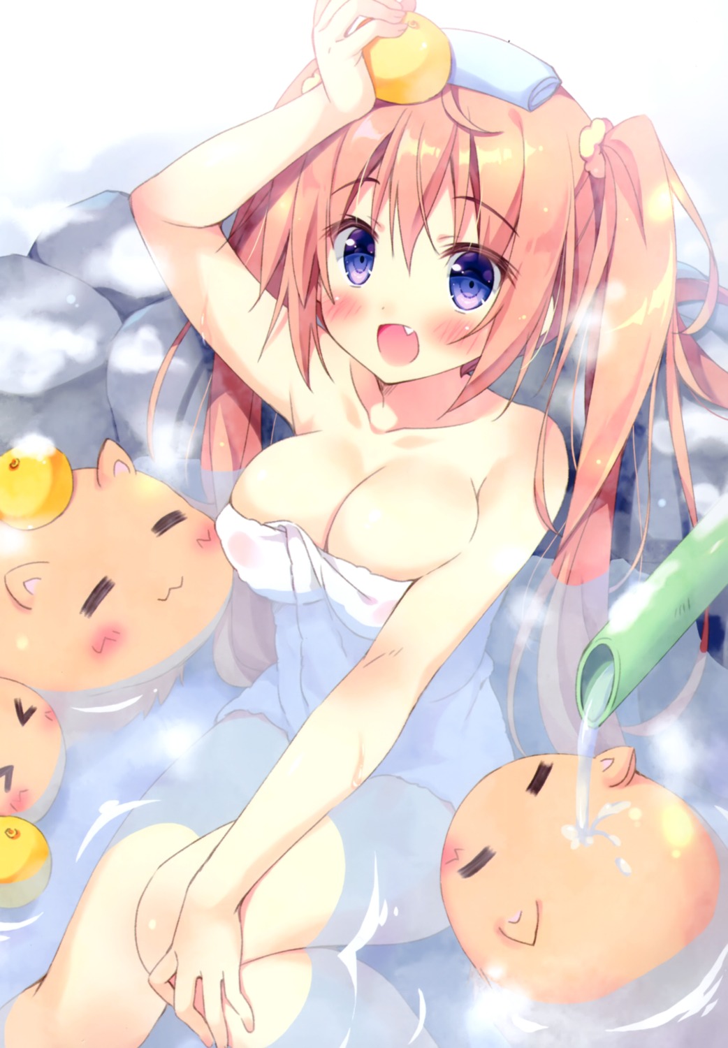bathing breast_hold onsen pan towel wet