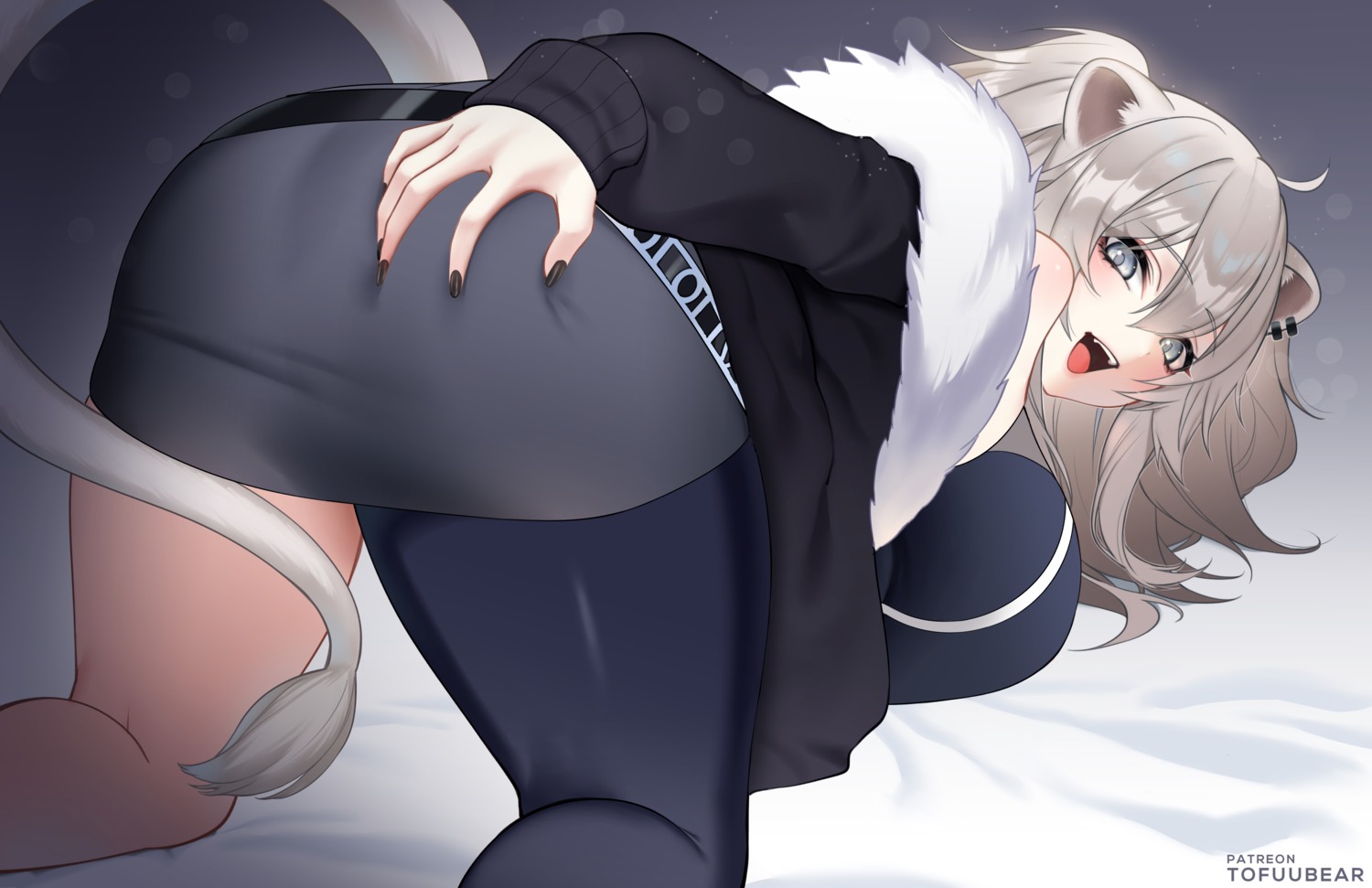 animal_ears ass ass_grab hololive shishiro_botan tail thighhighs tofuubear