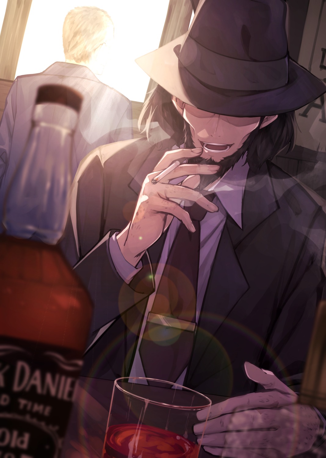 business_suit jigen_daisuke lupin_iii male smoking tamago_sando