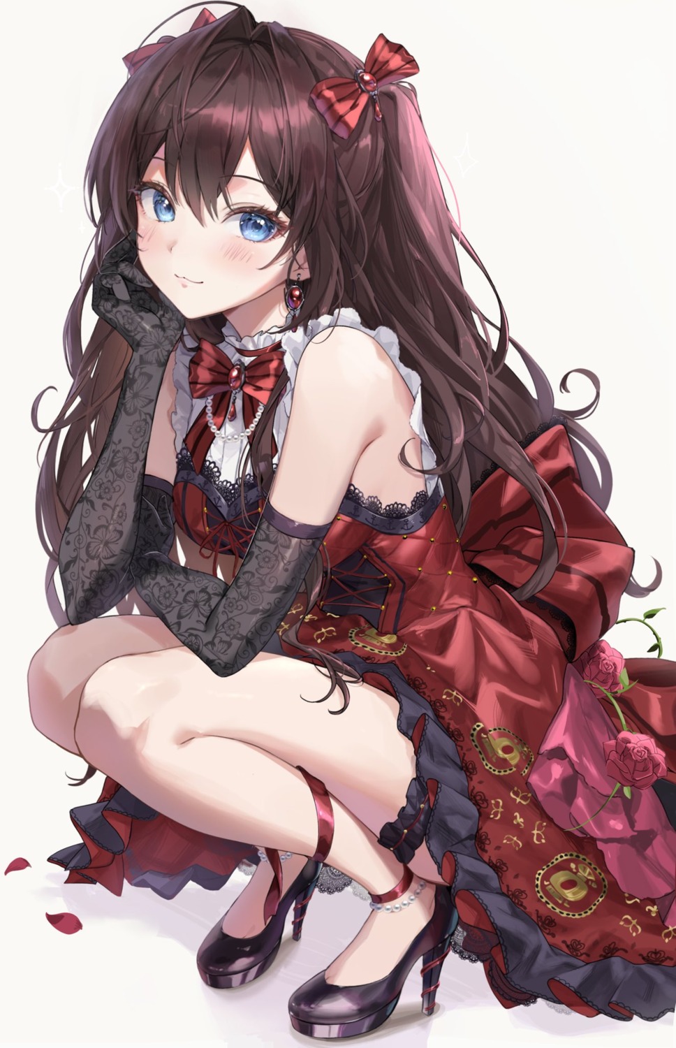 dress garter heels ichinose_shiki masyu_jyaga skirt_lift the_idolm@ster the_idolm@ster_cinderella_girls