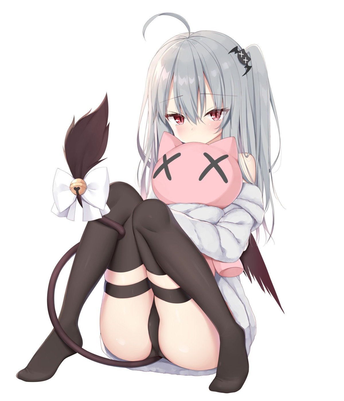 cameltoe garter kamu_(geeenius) pantsu skirt_lift tail thighhighs wings