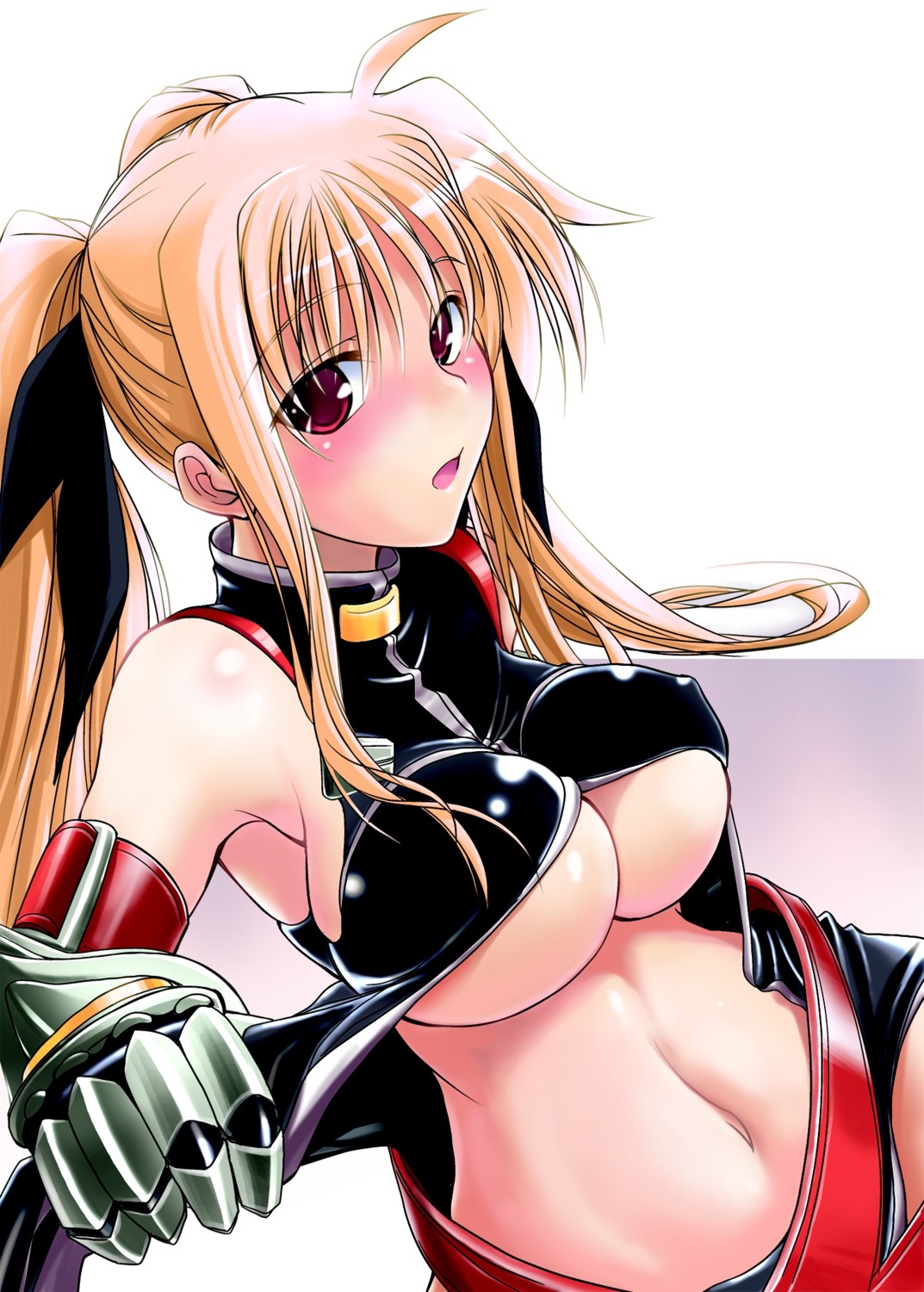 fate_testarossa mahou_shoujo_lyrical_nanoha mahou_shoujo_lyrical_nanoha_strikers open_shirt saz soba underboob