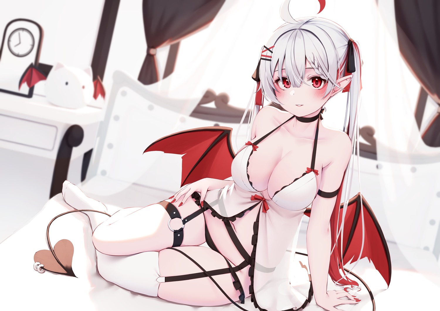 devil garter garter_belt lingerie nyan_(reinyan_007) pantsu pointy_ears see_through stockings tail thighhighs thong wings