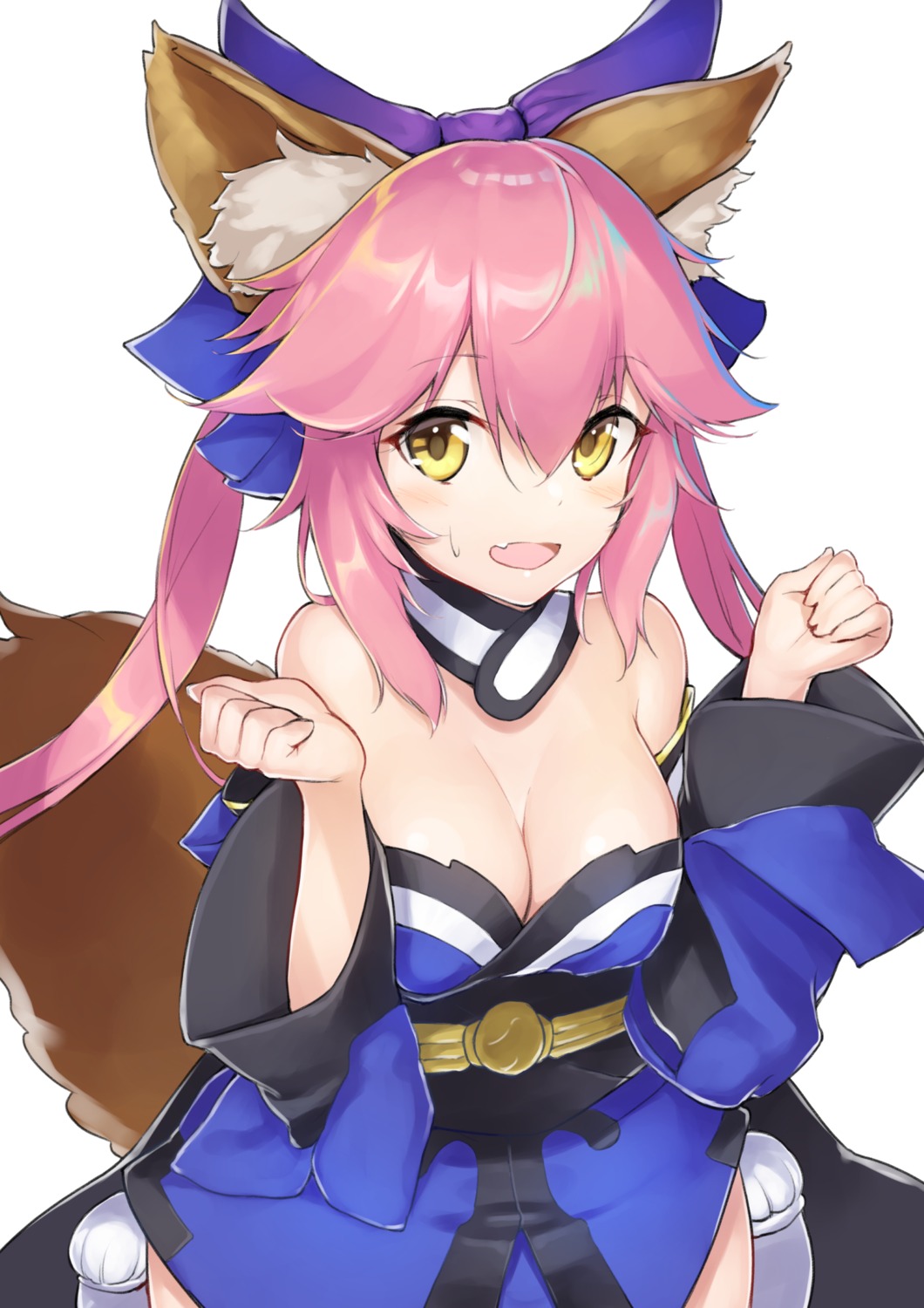 animal_ears cleavage dabuki fate/extra fate/grand_order fate/stay_night japanese_clothes tail tamamo_no_mae