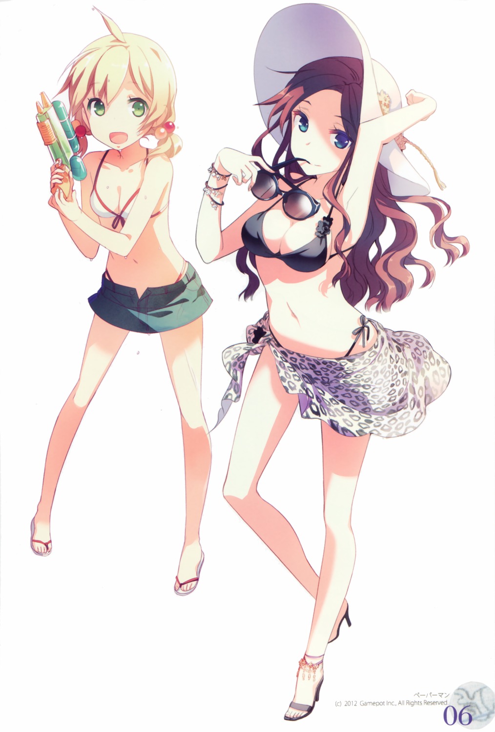 bikini cleavage gun h2so4 heels island_of_horizon megane swimsuits