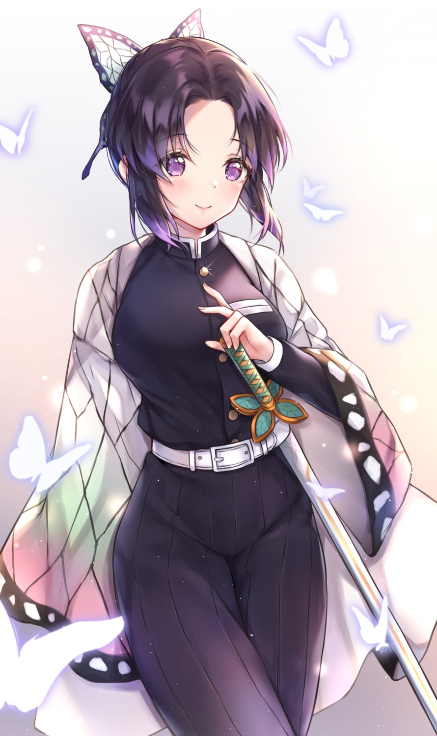 cuna_(qunya) japanese_clothes kimetsu_no_yaiba kochou_shinobu sword uniform