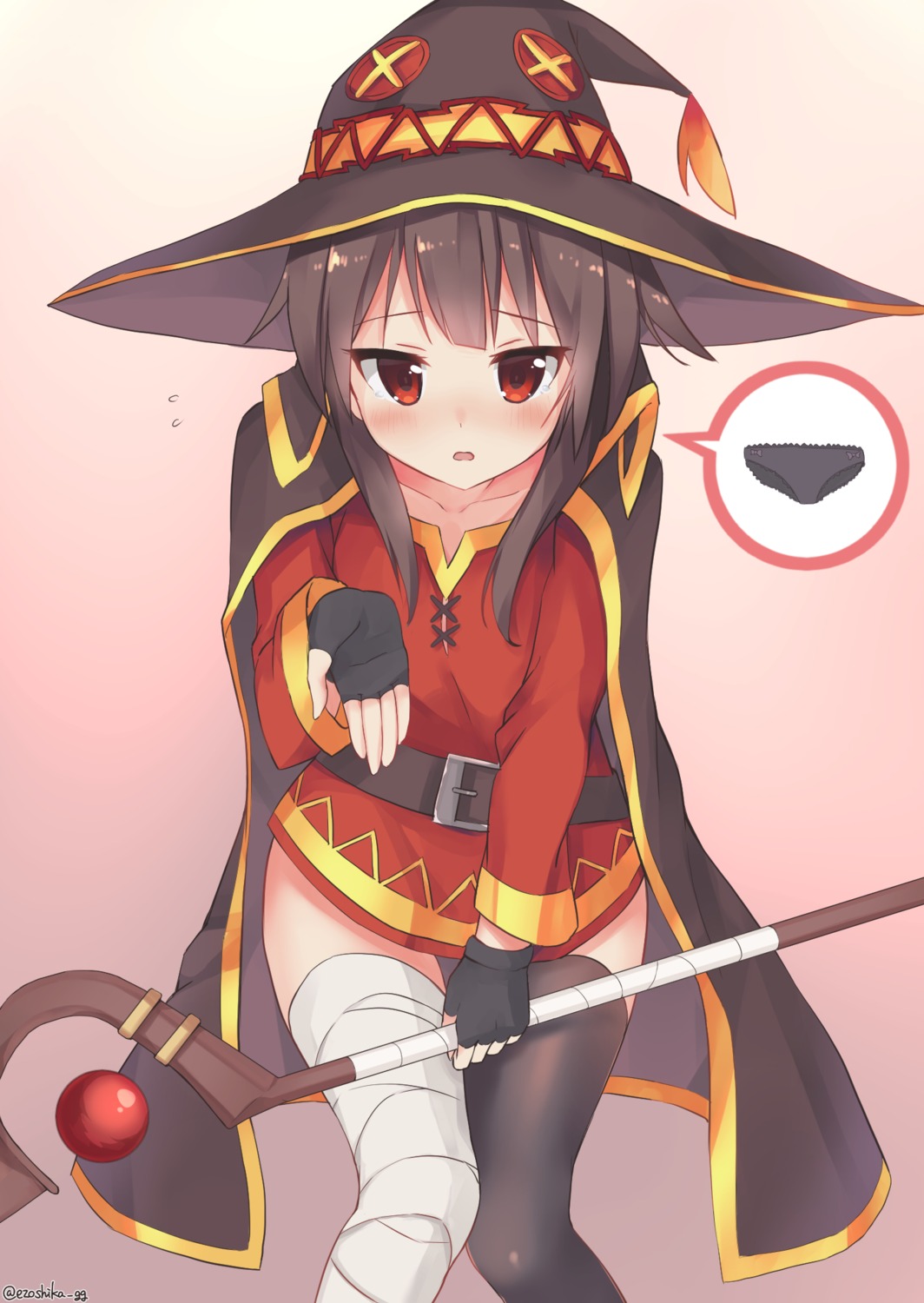 bandages dress kono_subarashii_sekai_ni_shukufuku_wo! megumin tagme thighhighs weapon witch