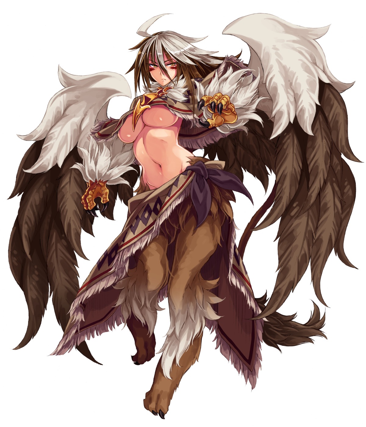 griffon_(monster_girl_encyclopedia) kenkou_cross monster_girl monster_girl_encyclopedia tail underboob wings