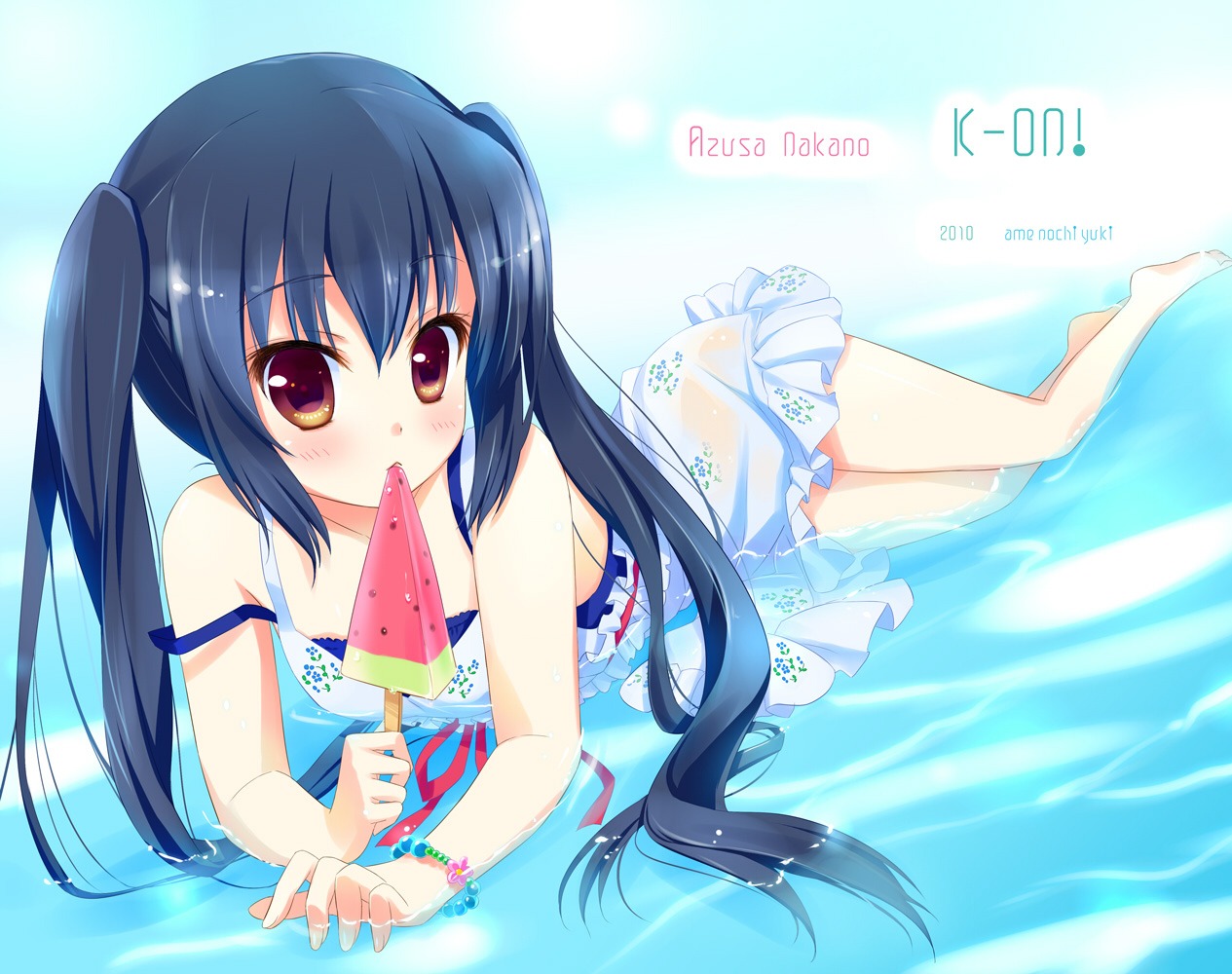 ameto_yuki k-on! nakano_azusa wet_clothes