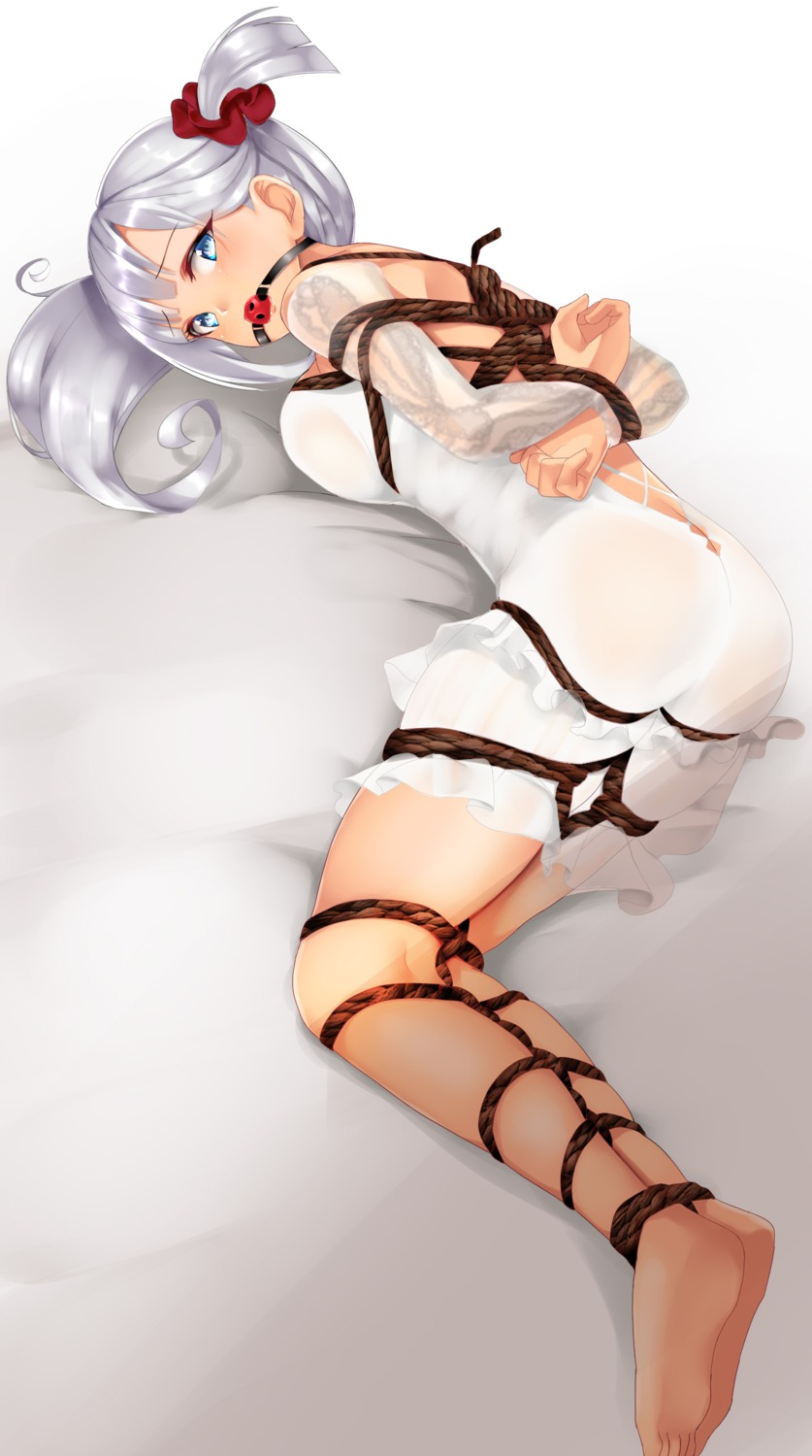 ass azur_lane bondage dress kon5283 no_bra nopan see_through shoukaku_(azur_lane)