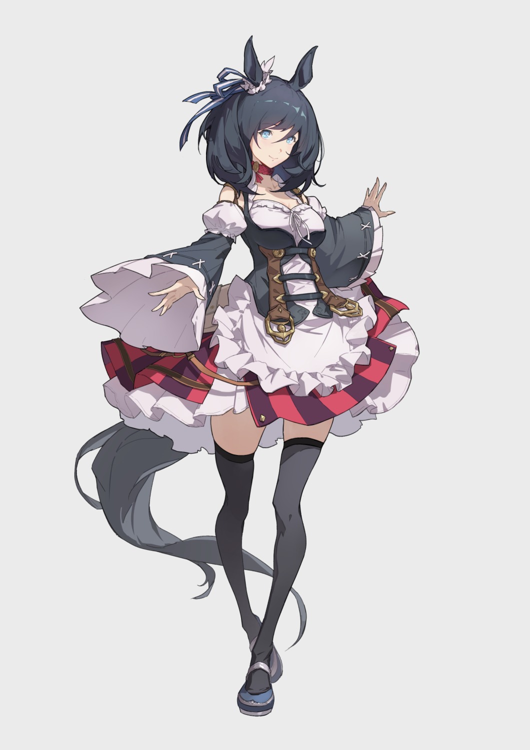 animal_ears futari_no_sei skirt_lift tail thighhighs uniform