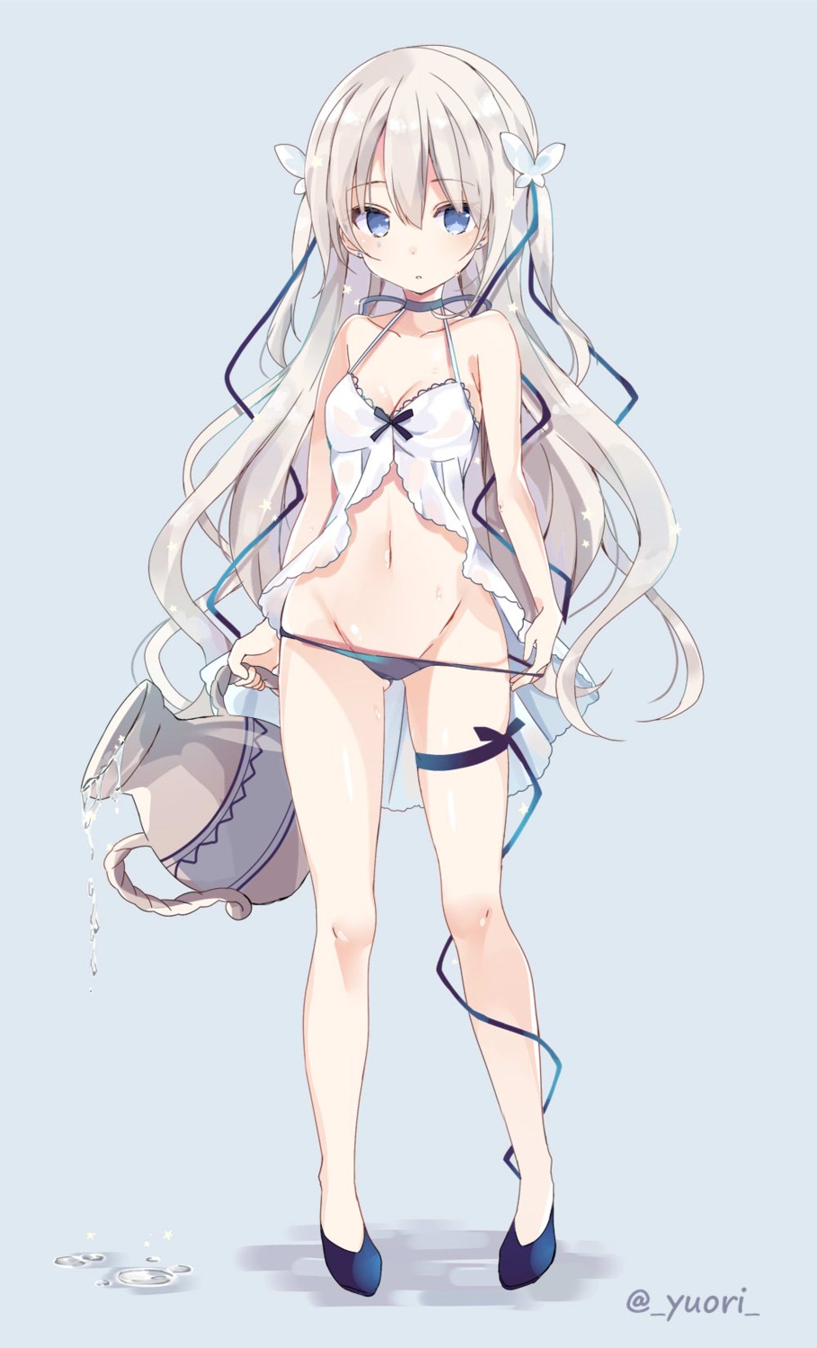 cleavage garter lingerie pantsu panty_pull see_through undressing yu-ori