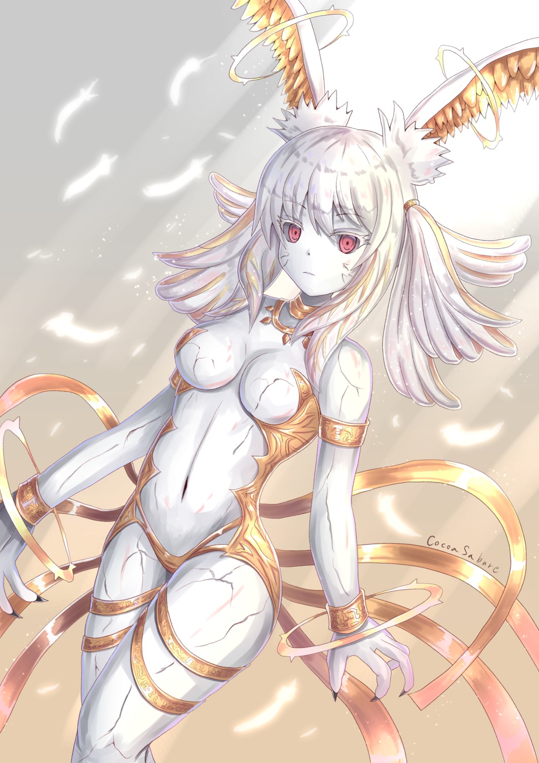 animal_ears armor breasts bunny_ears cocoasabure final_fantasy final_fantasy_xiv garter no_bra